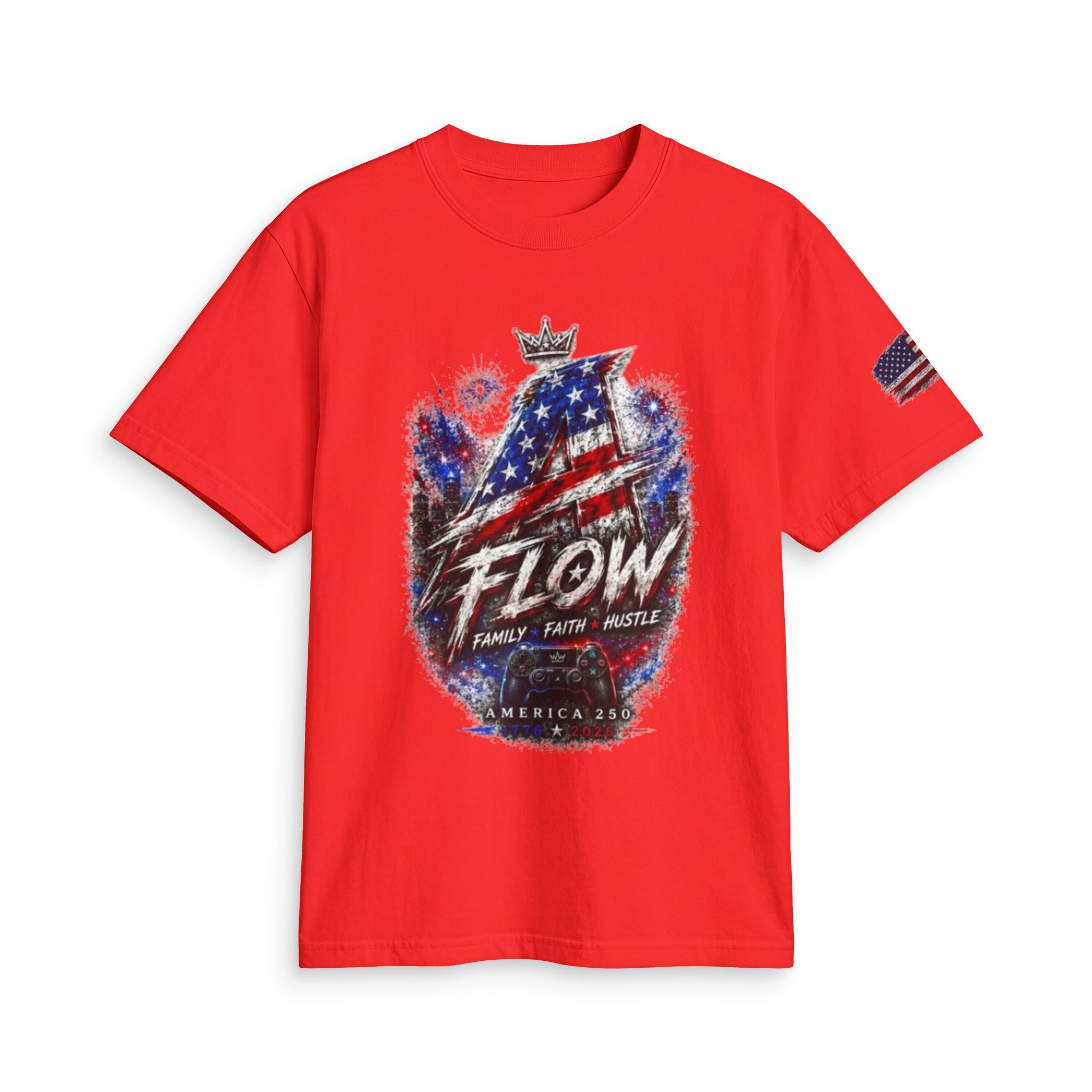 Flow American Flag T-Shirt — "Family Faith Freedom" Patriotic Active Tee