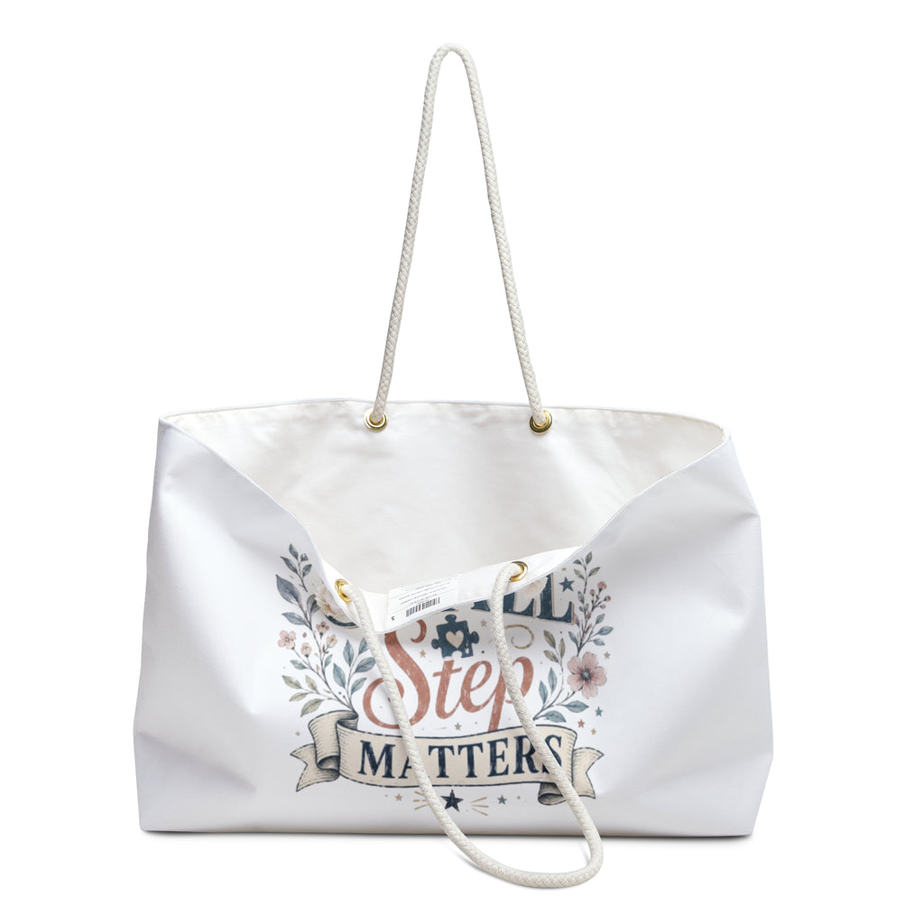 Weekender Bag — "Every Small Step Matters" Inspirational Travel Tote