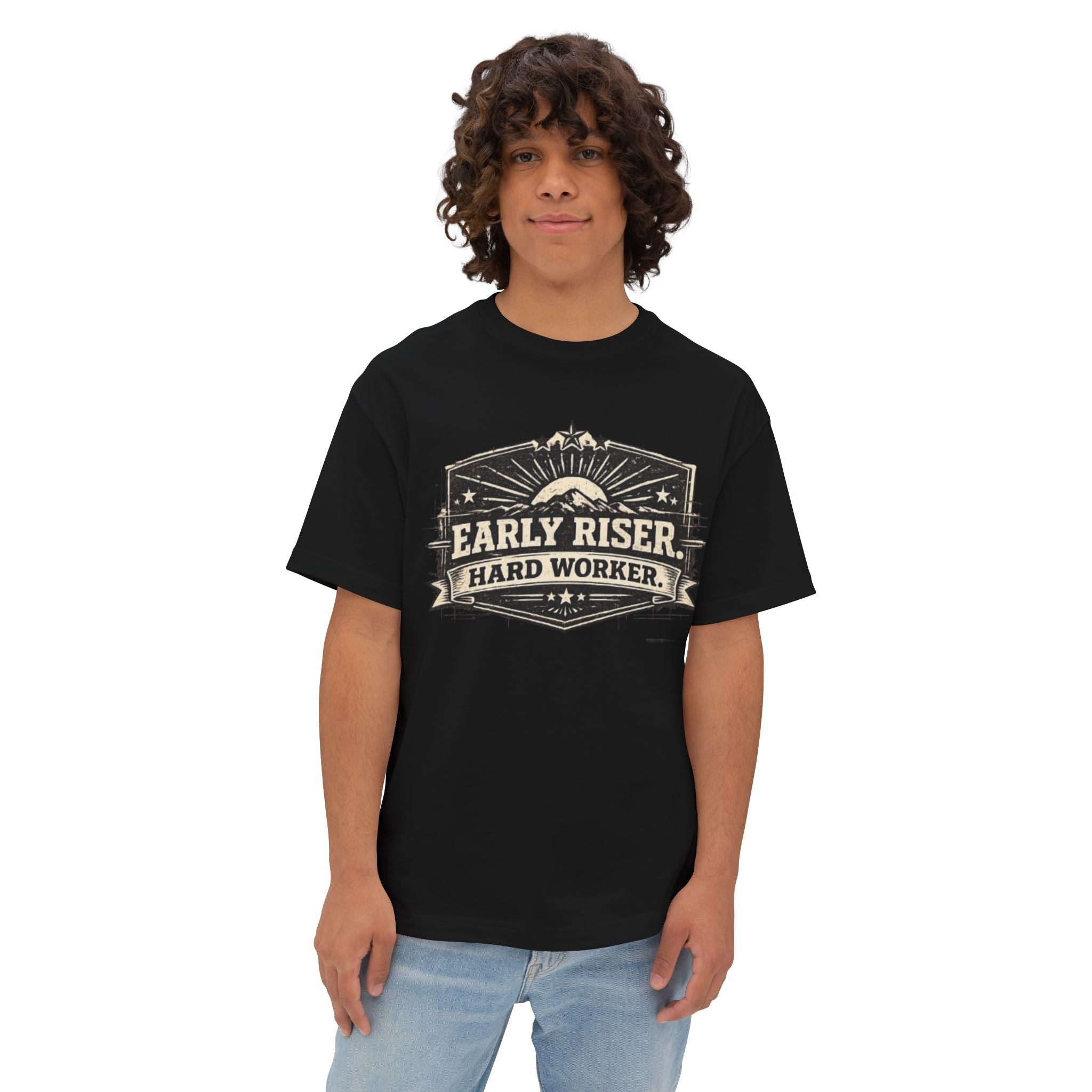 Early Riser Hard Worker T‑Shirt — Vintage Sunrise Graphic Tee