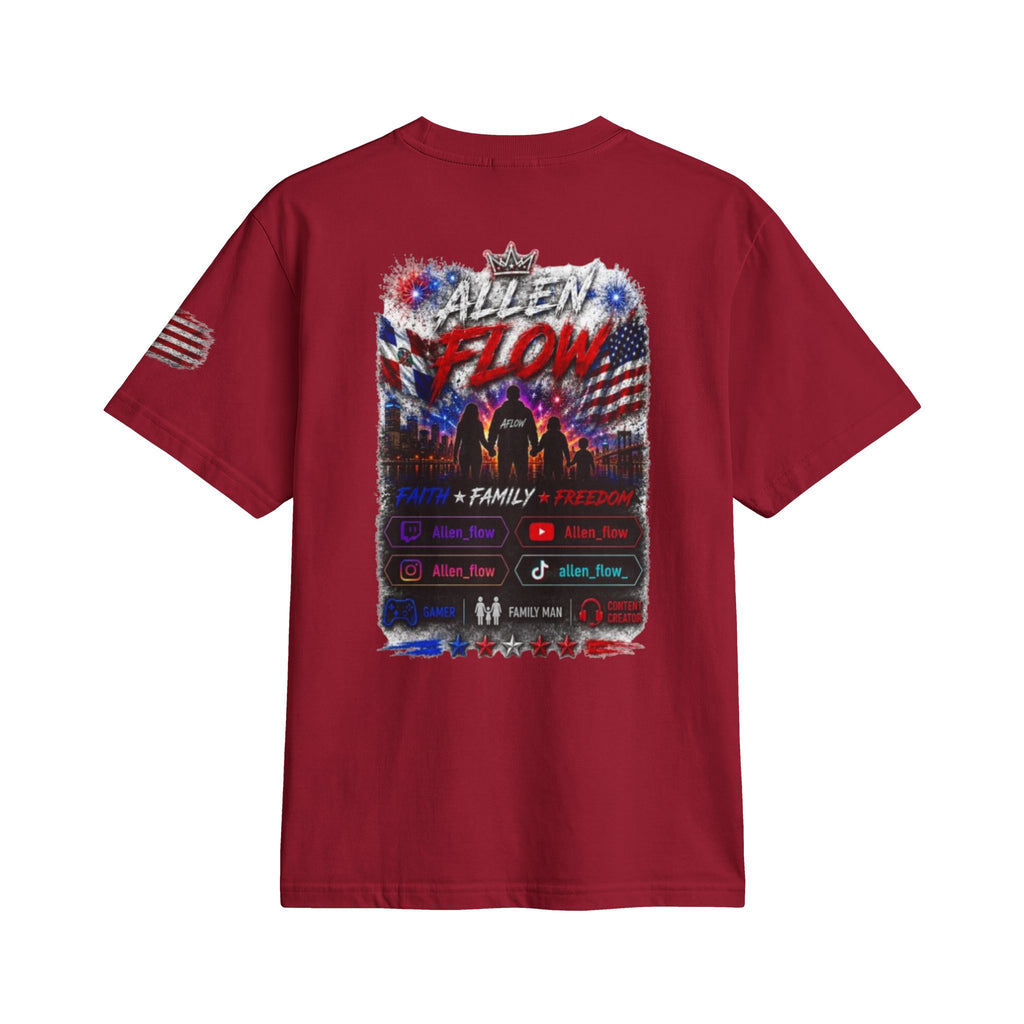 Flow American Flag T-Shirt — "Family Faith Freedom" Patriotic Active Tee