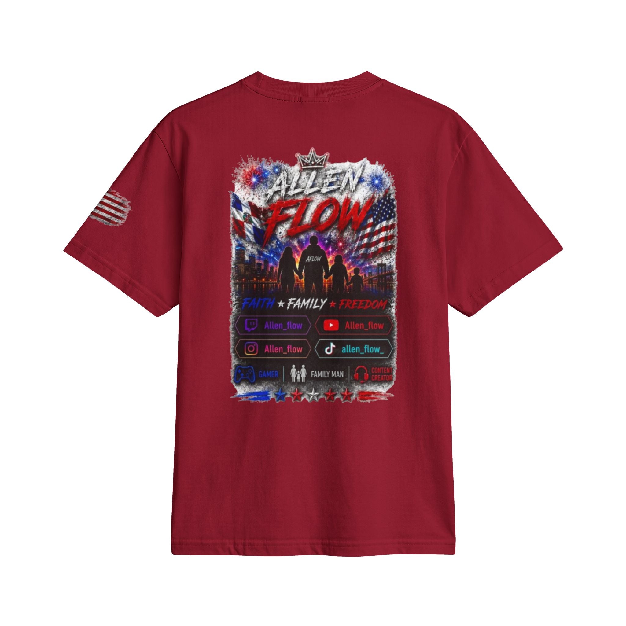 Flow American Flag T-Shirt — "Family Faith Freedom" Patriotic Active Tee