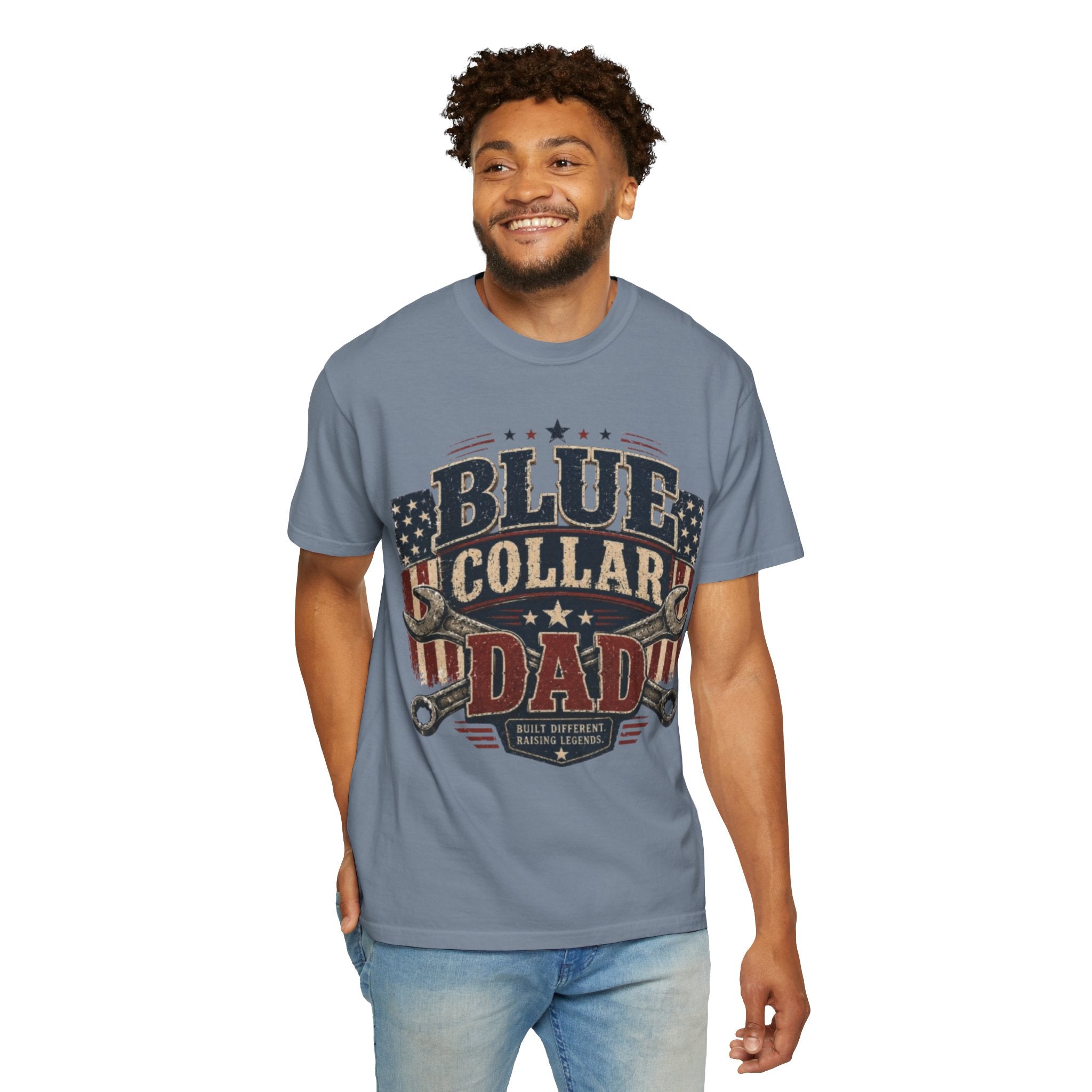 Blue Collar Dad T-Shirt — Patriotic Mechanic Father Tee
