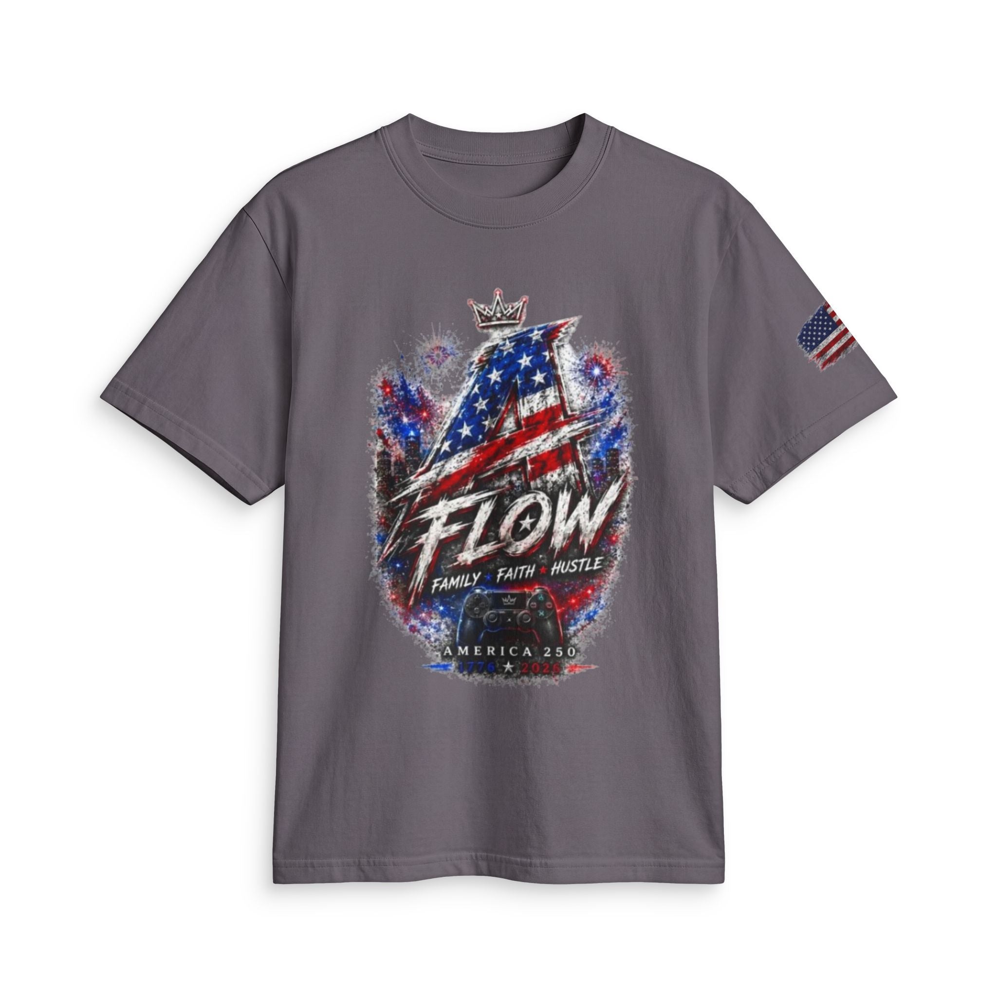 Flow American Flag T-Shirt — "Family Faith Freedom" Patriotic Active Tee