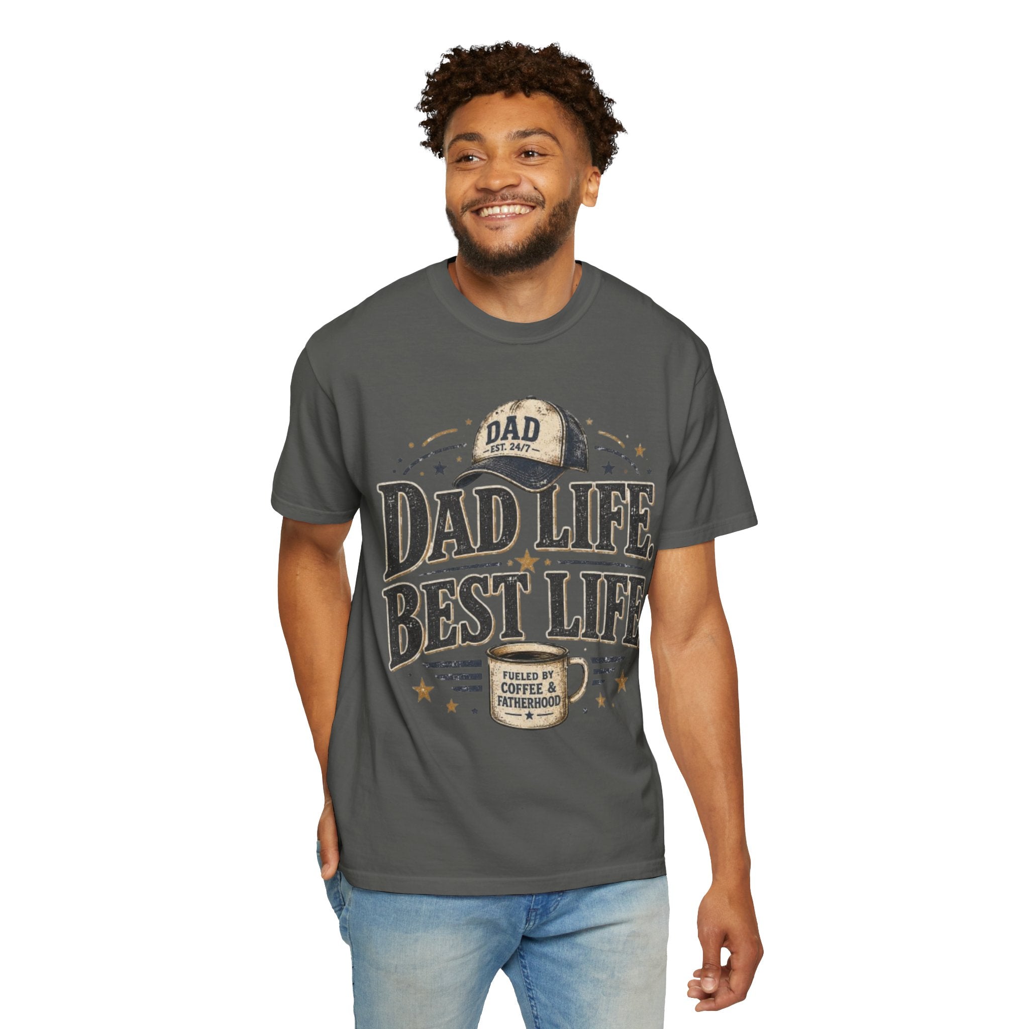 Dad Life Best Life T-Shirt — Coffee & Fatherhood Graphic Tee