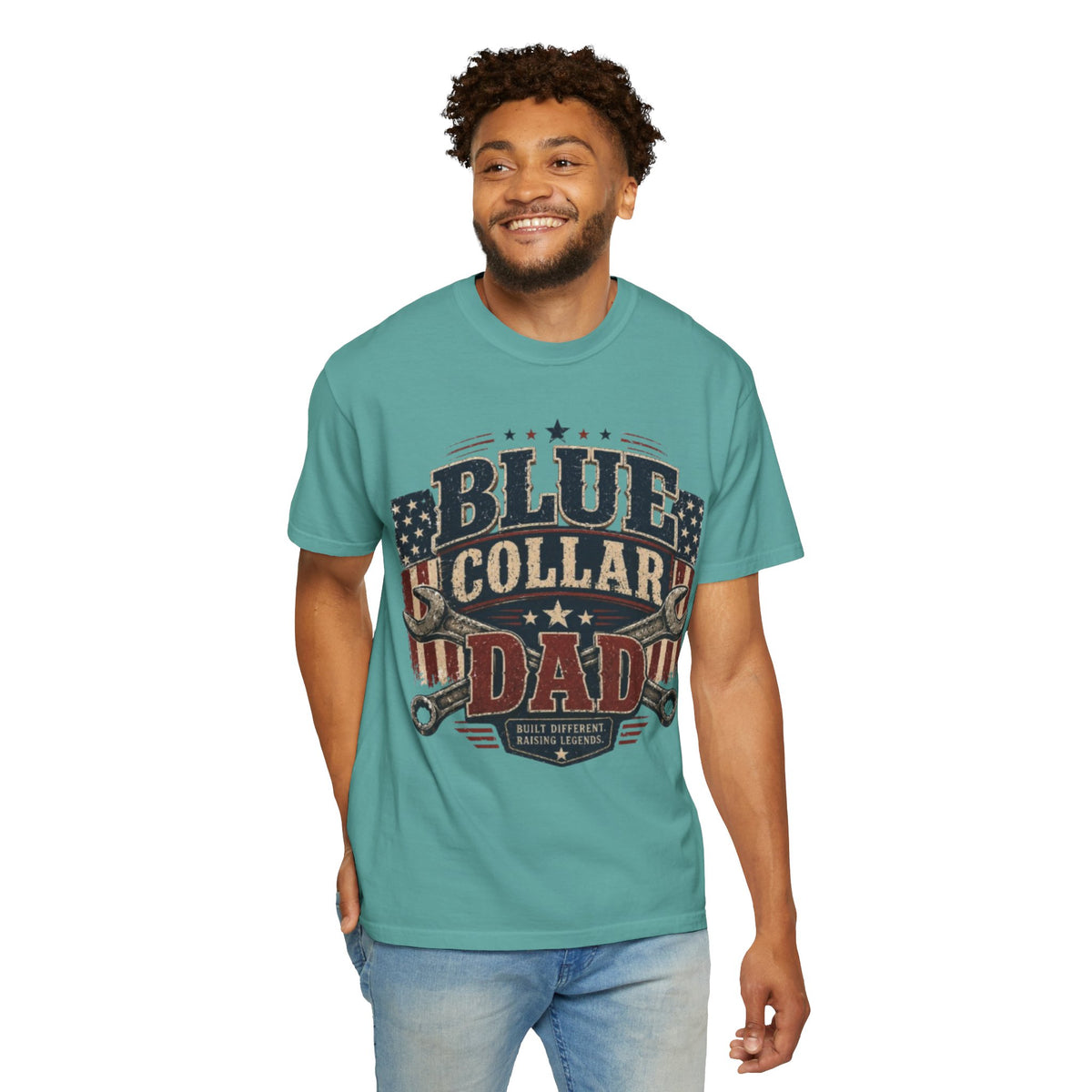 Blue Collar Dad T-Shirt — Patriotic Mechanic Father Tee