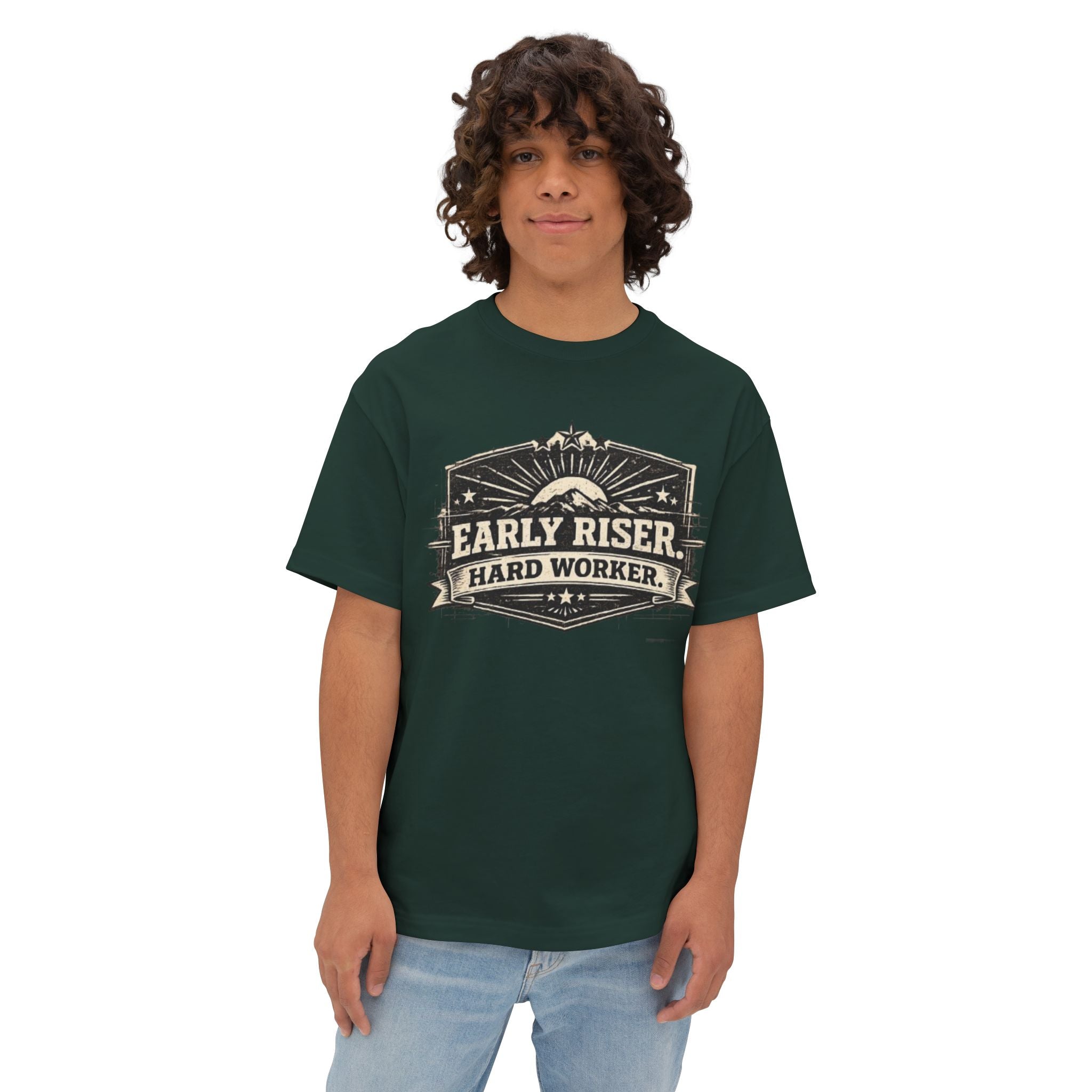 Early Riser Hard Worker T‑Shirt — Vintage Sunrise Graphic Tee