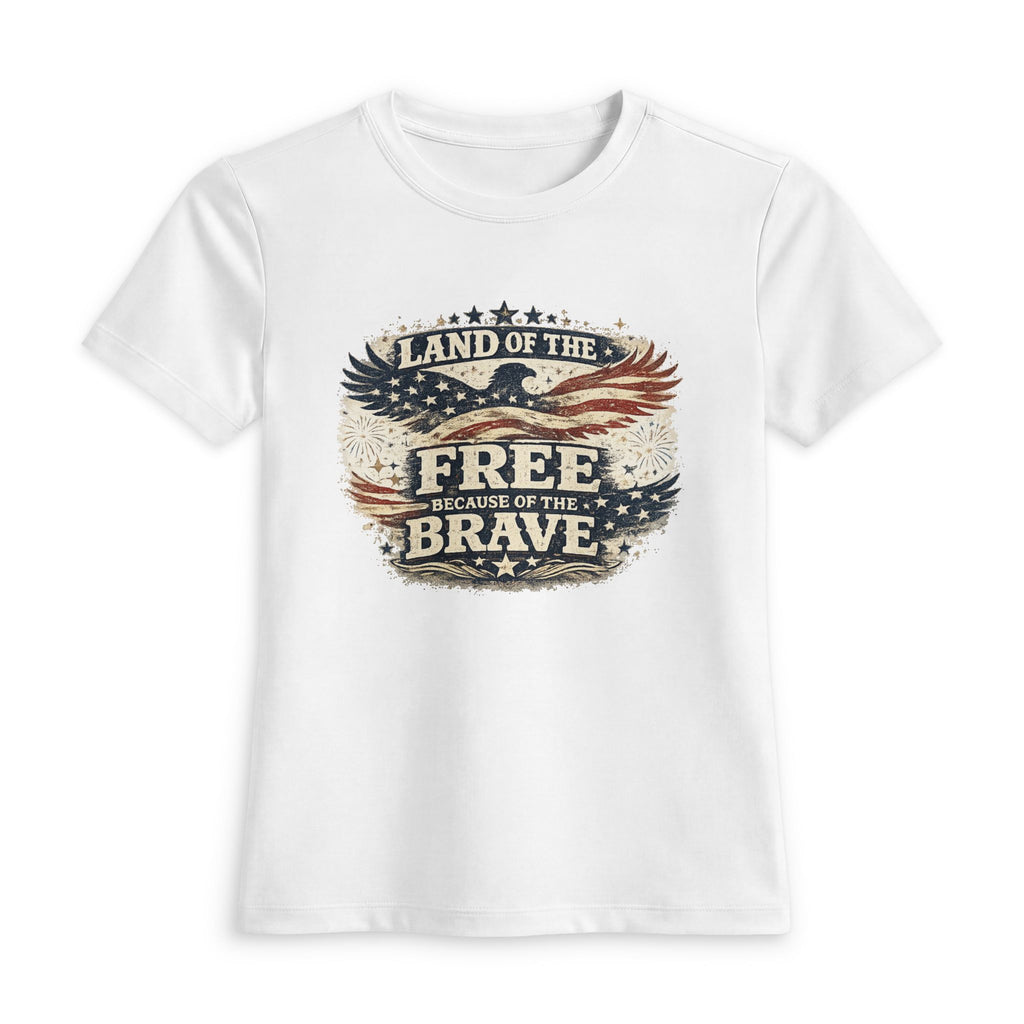 Land of the Free Because of the Brave Women's Fitted Tee