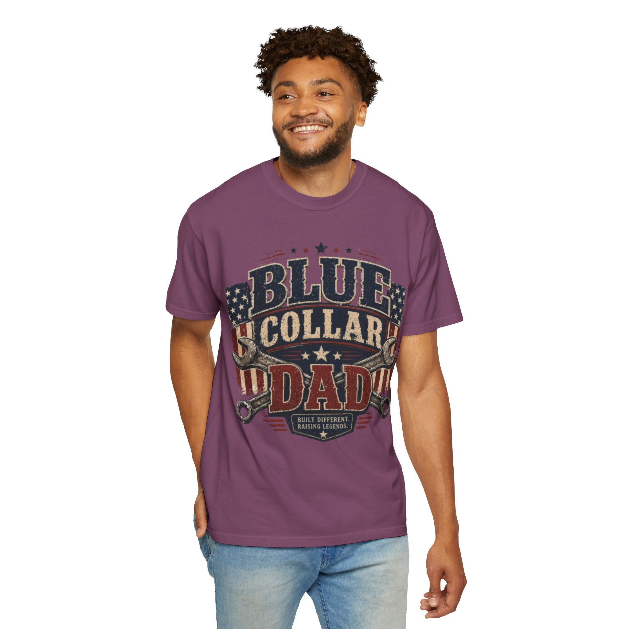 Blue Collar Dad T-Shirt — Patriotic Mechanic Father Tee