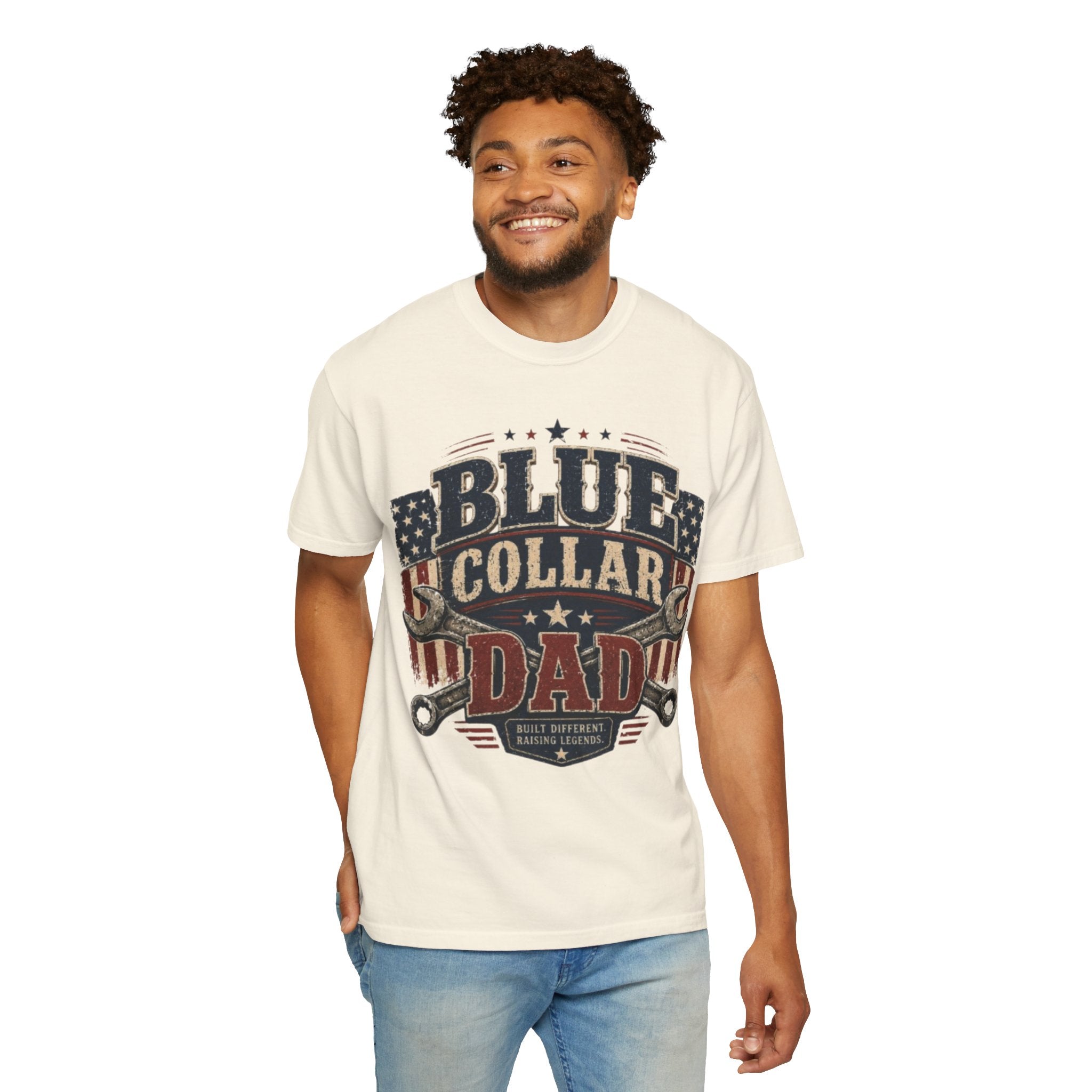 Blue Collar Dad T-Shirt — Patriotic Mechanic Father Tee