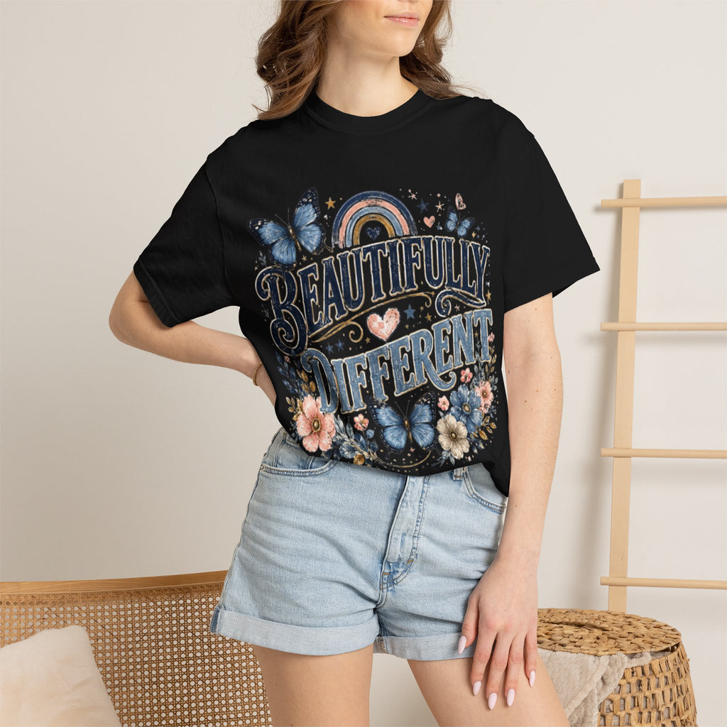 Beautifully Different T-Shirt — Floral Butterfly Inspirational Tee