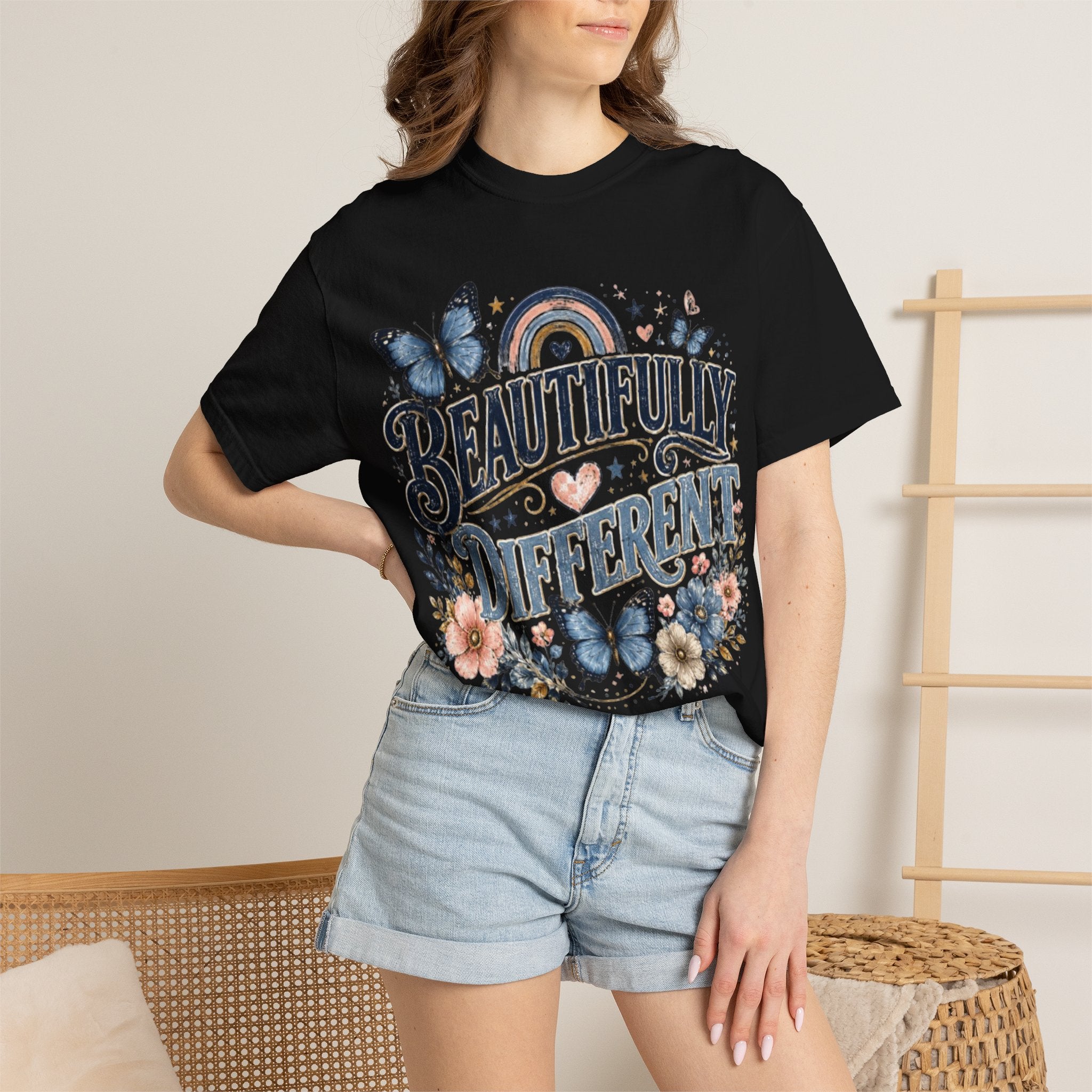 Beautifully Different T-Shirt — Floral Butterfly Inspirational Tee