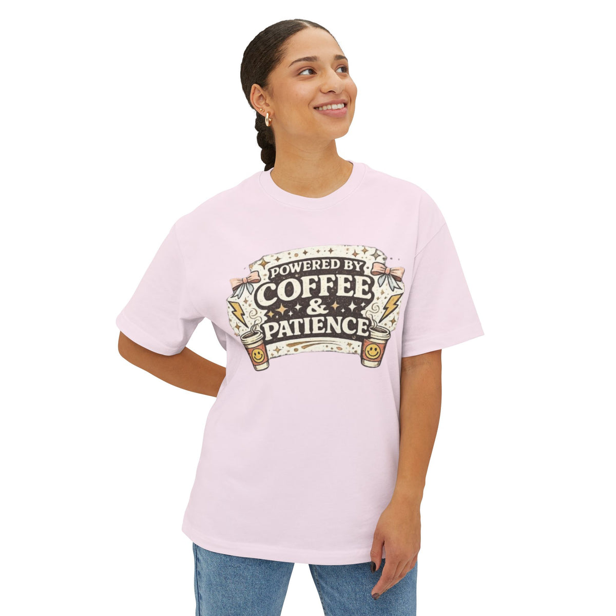 Powered by Coffee & Patience T‑Shirt — Funny Coffee Lover Tee