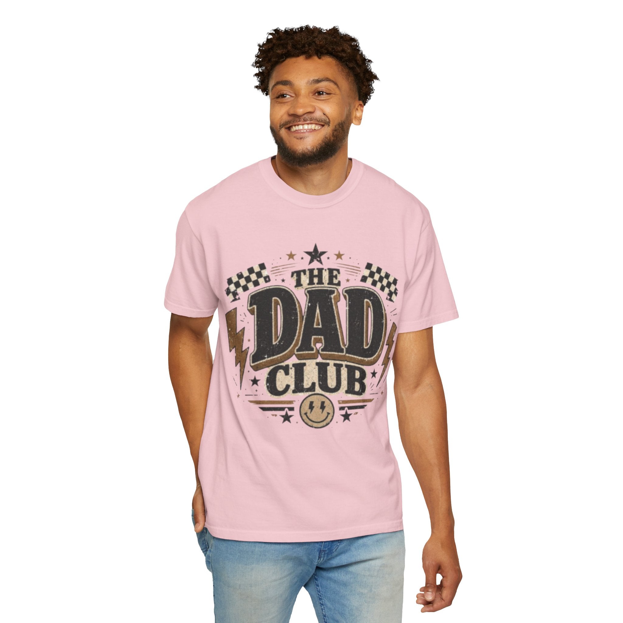 Dad Club Graphic T-Shirt — Vintage Racing Lightning Fathers' Tee ("The Dad Club")