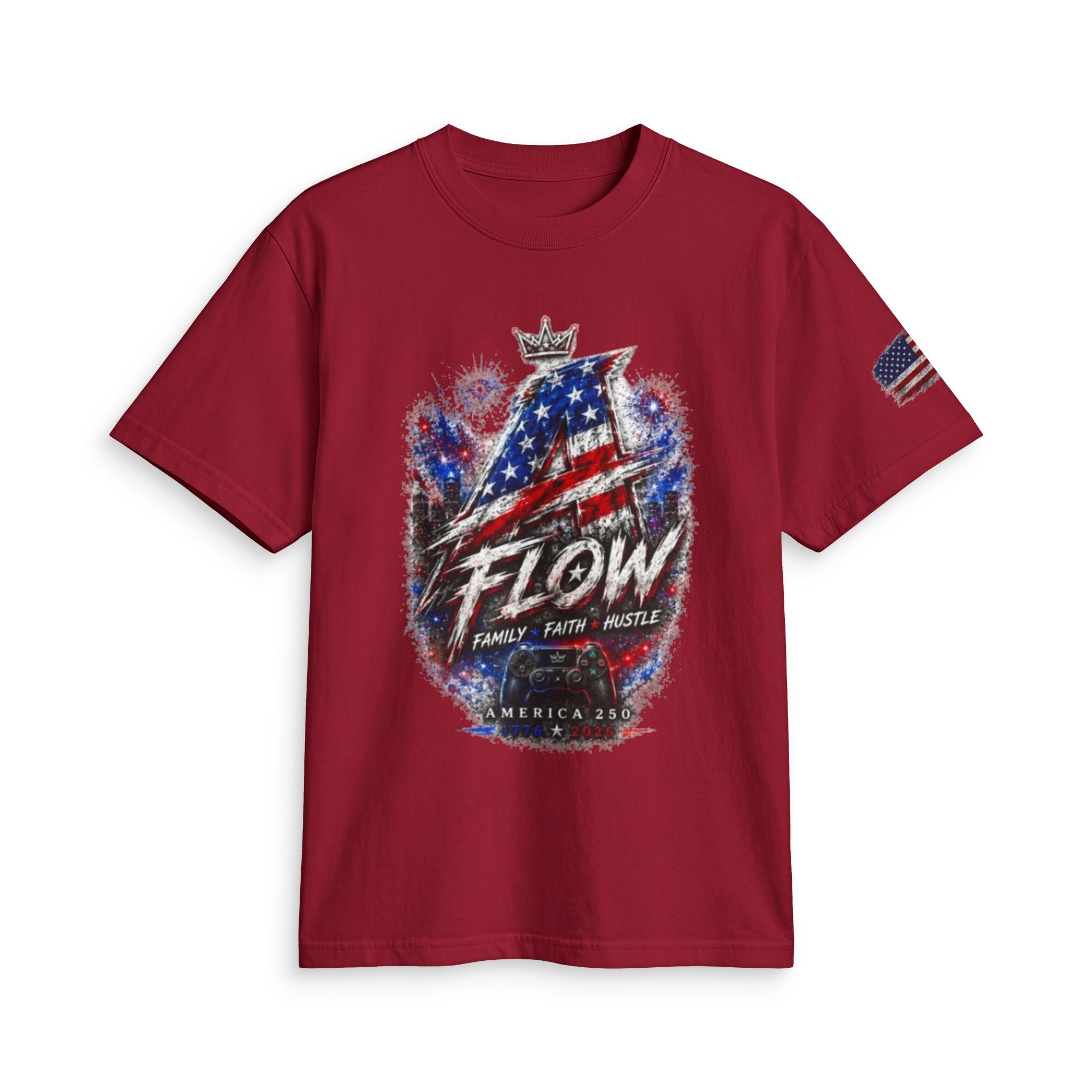 Flow American Flag T-Shirt — "Family Faith Freedom" Patriotic Active Tee