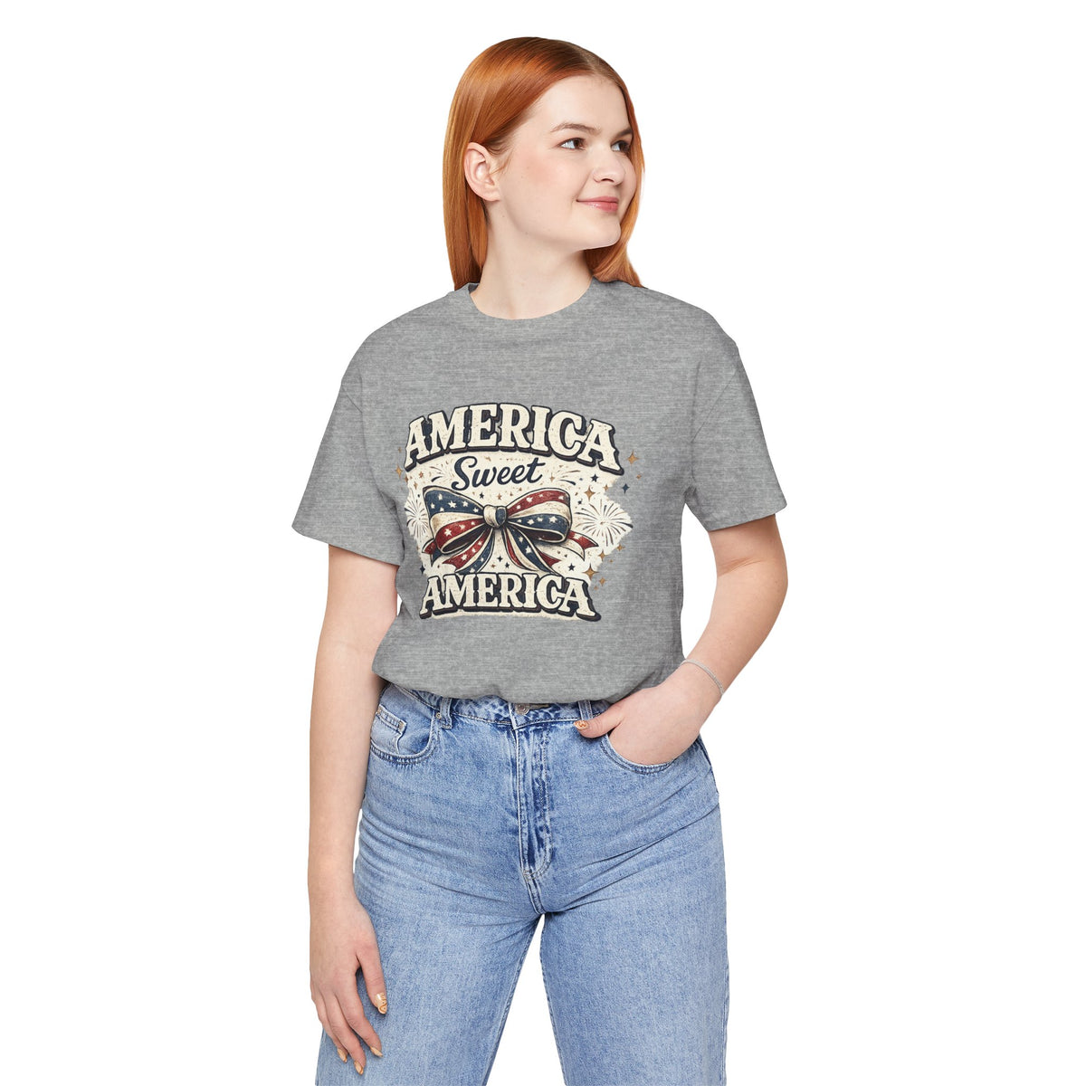 America Sweet America T-Shirt — Patriotic Fourth of July Tee with Flag Bow