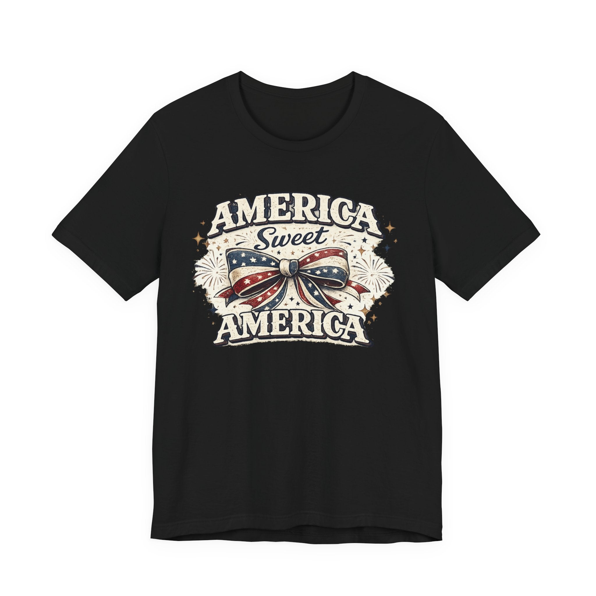 America Sweet America T-Shirt — Patriotic Fourth of July Tee with Flag Bow