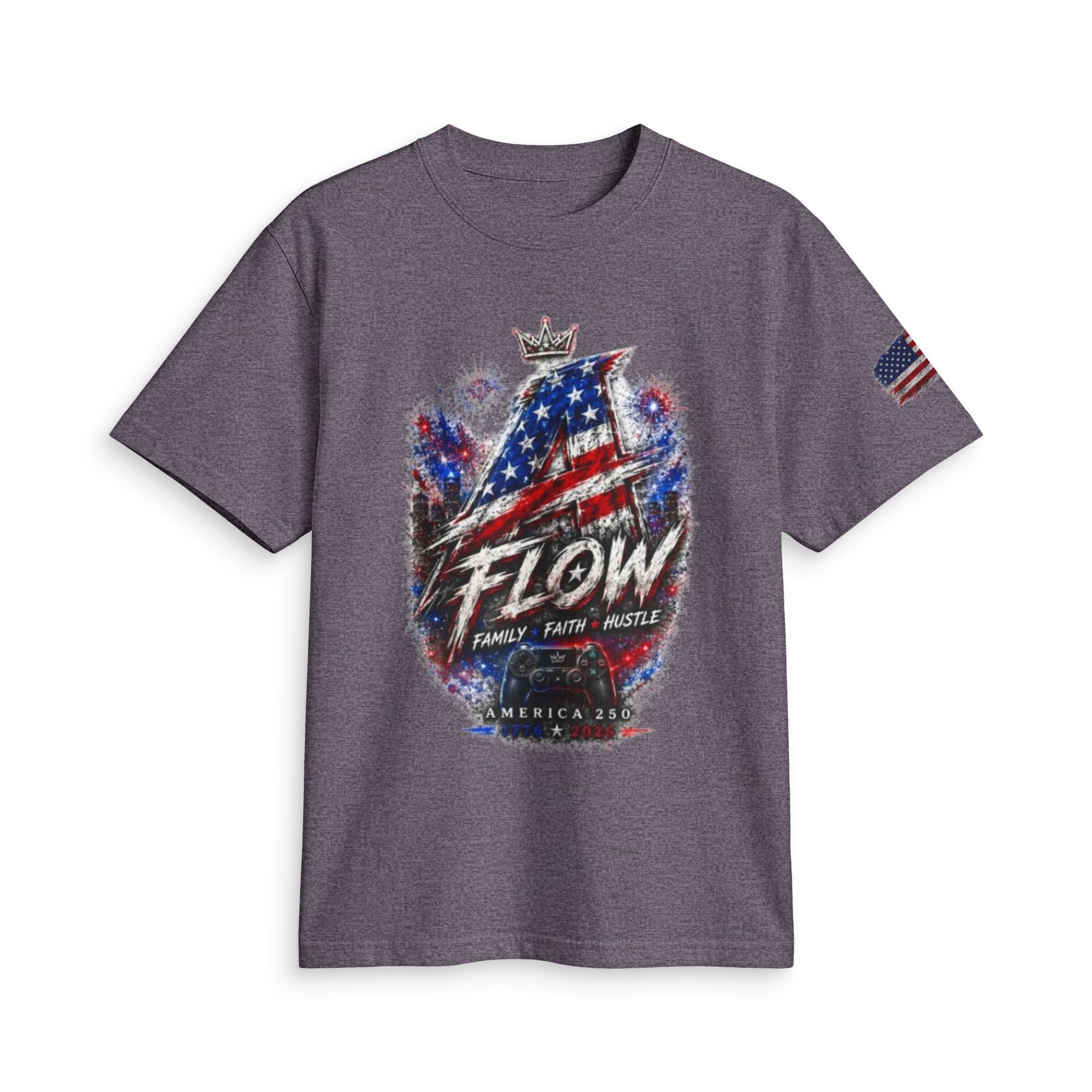 Flow American Flag T-Shirt — "Family Faith Freedom" Patriotic Active Tee