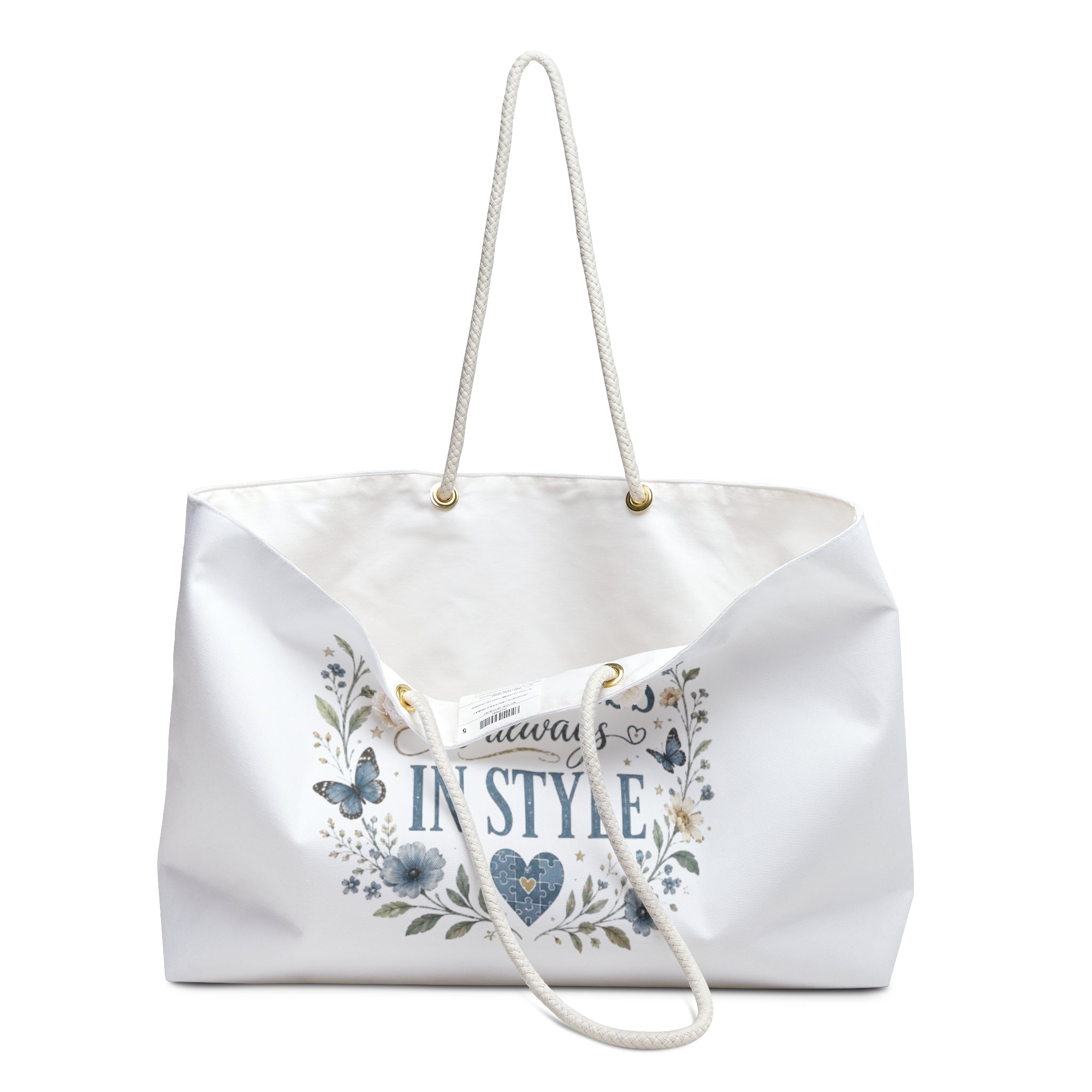 Kindness Is Always in Style Weekender Bag — Floral Butterfly Travel Tote
