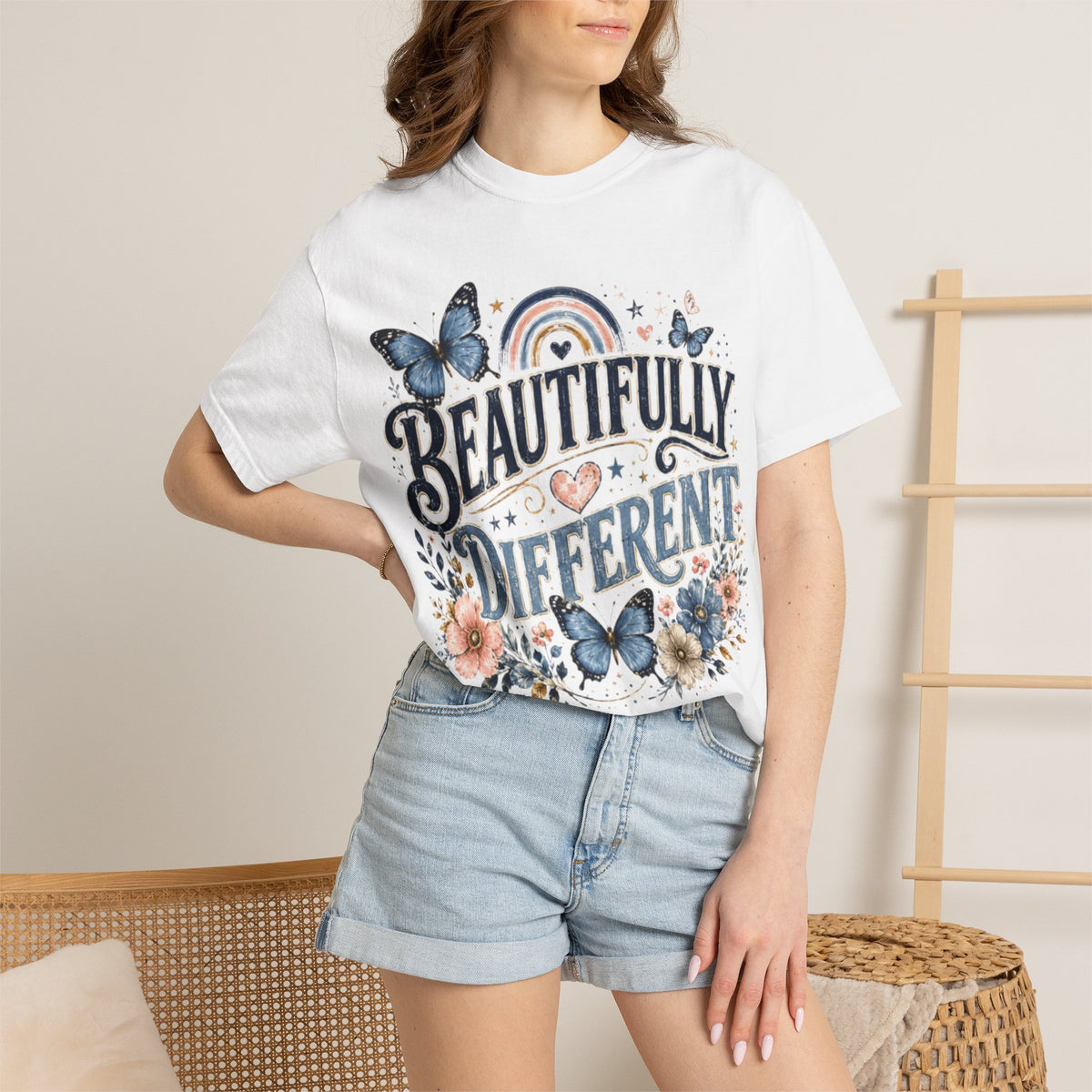 Beautifully Different T-Shirt — Floral Butterfly Inspirational Tee