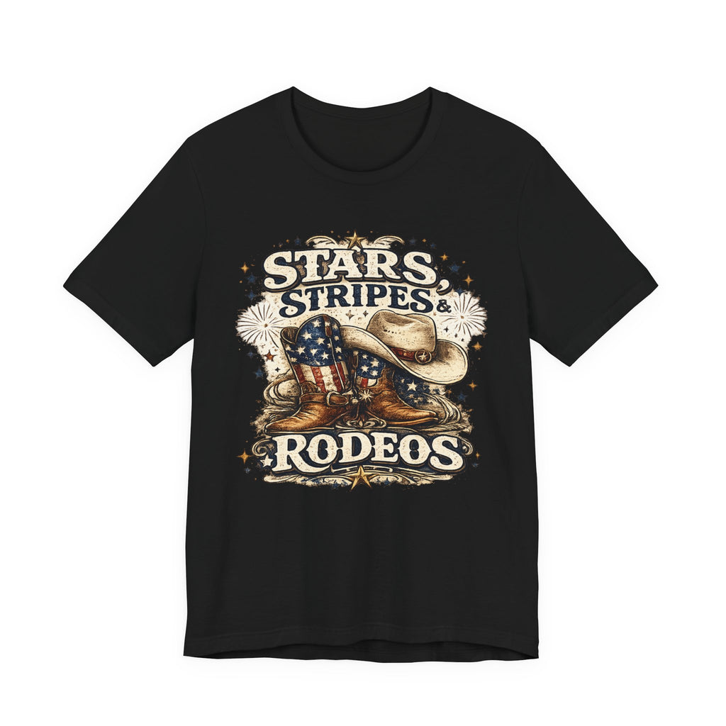 Stars, Stripes & Rodeos Graphic Tee — Patriotic Cowboy Western T‑Shirt