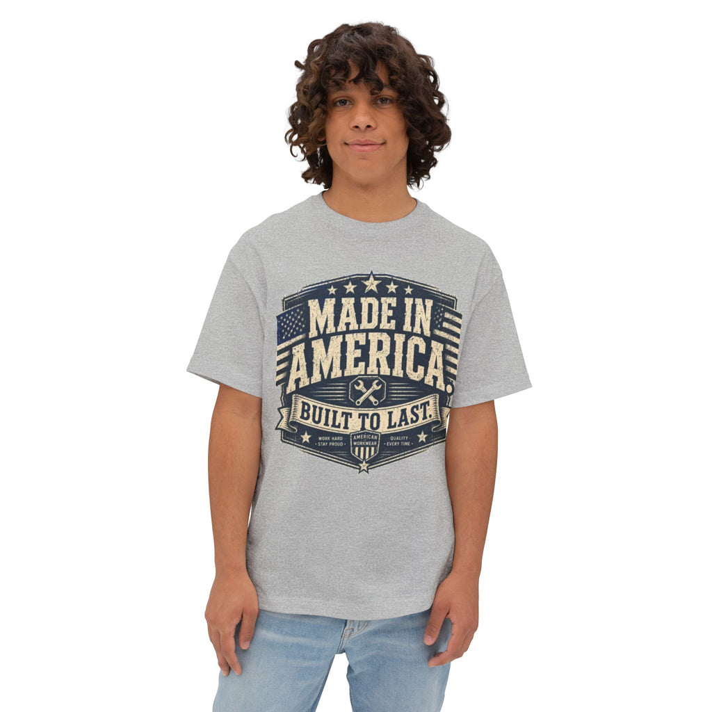 Made in America Vintage Graphic Tee — "Built to Last" Patriotic T-Shirt