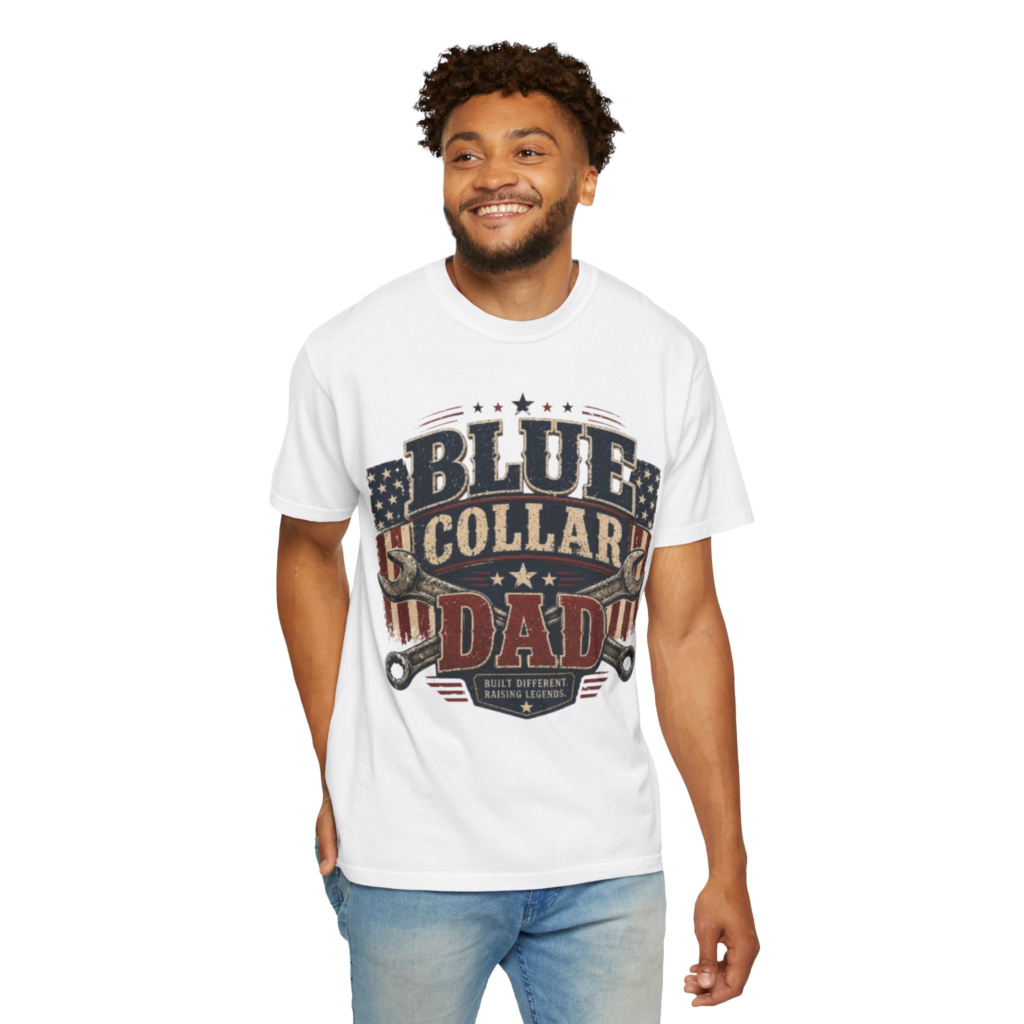 Blue Collar Dad T-Shirt — Patriotic Mechanic Father Tee