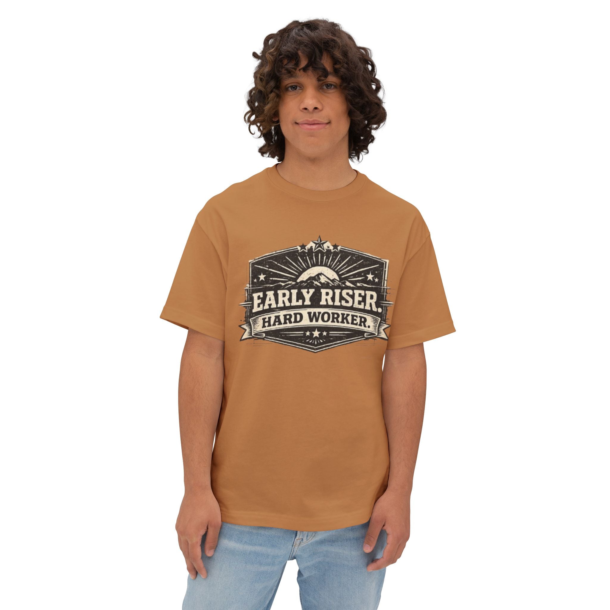 Early Riser Hard Worker T‑Shirt — Vintage Sunrise Graphic Tee