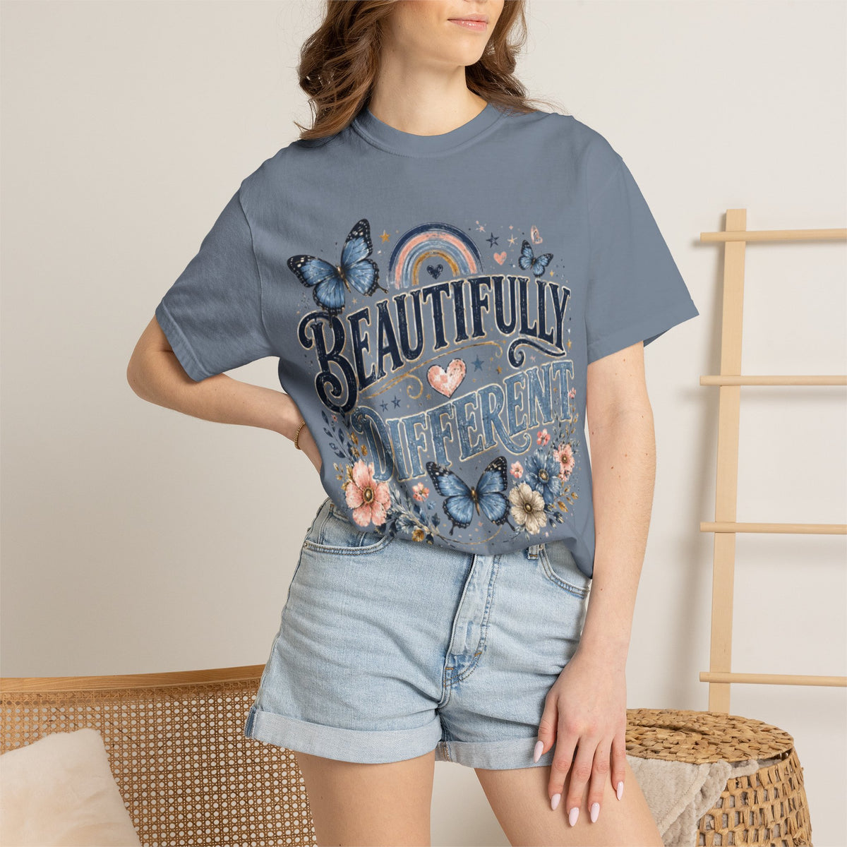 Beautifully Different T-Shirt — Floral Butterfly Inspirational Tee