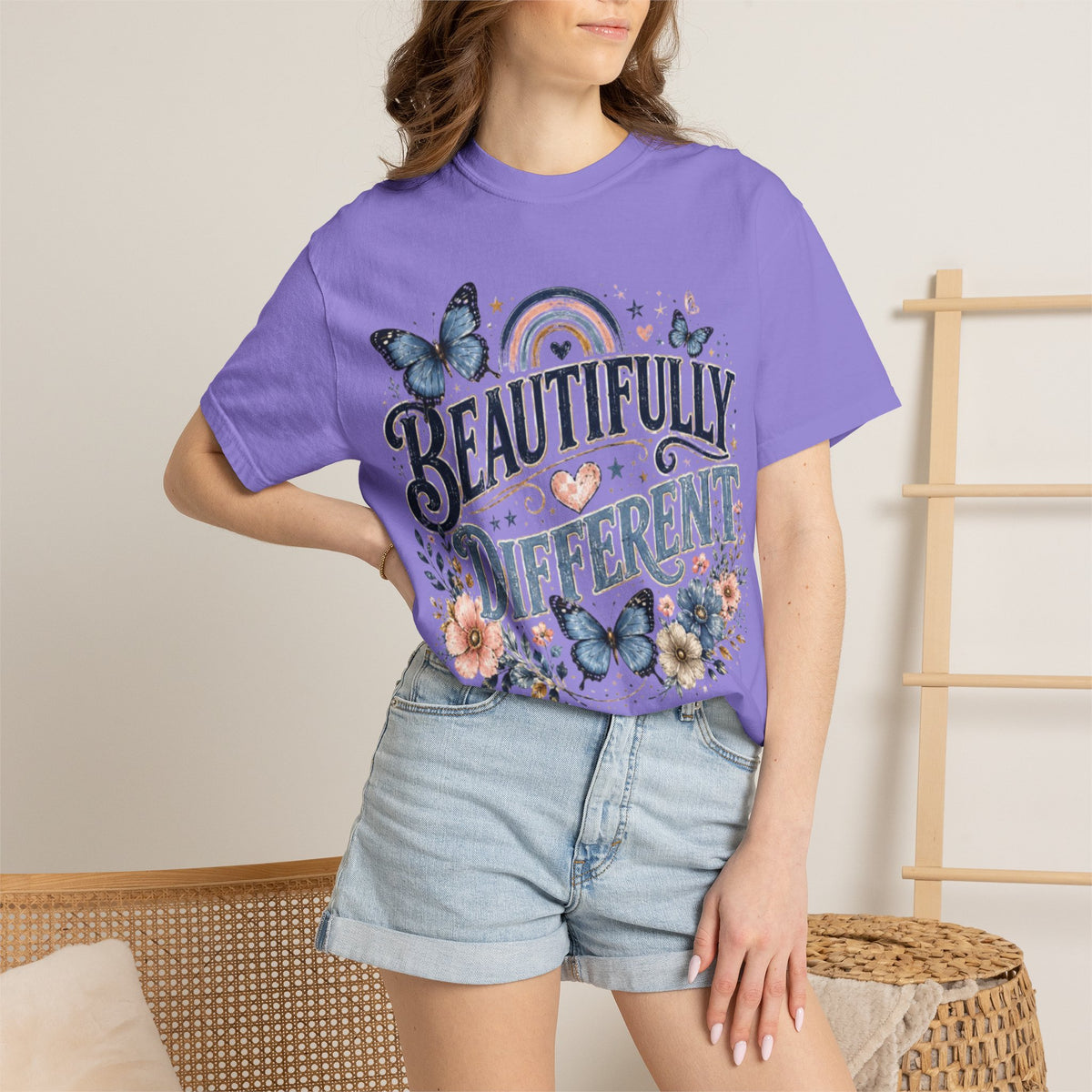 Beautifully Different T-Shirt — Floral Butterfly Inspirational Tee
