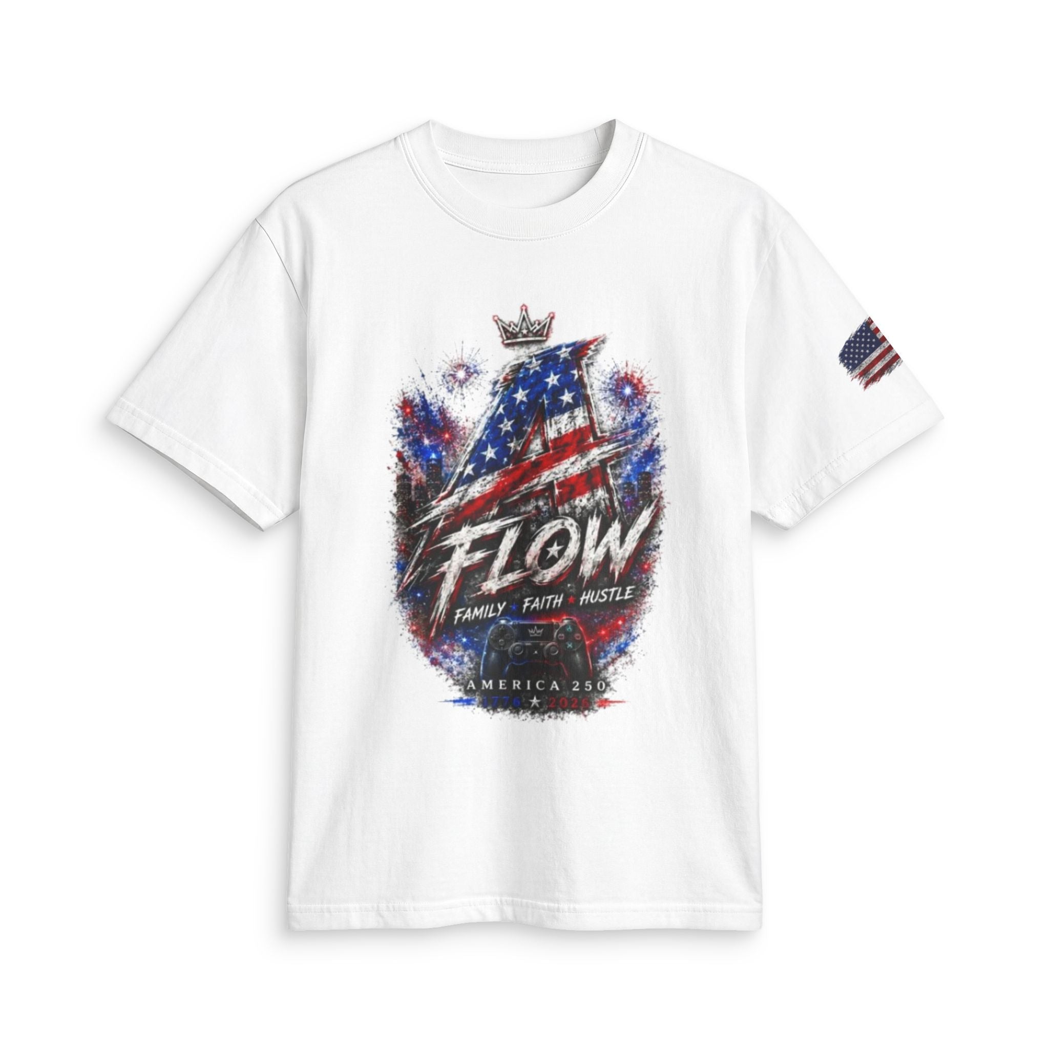 Flow American Flag T-Shirt — "Family Faith Freedom" Patriotic Active Tee