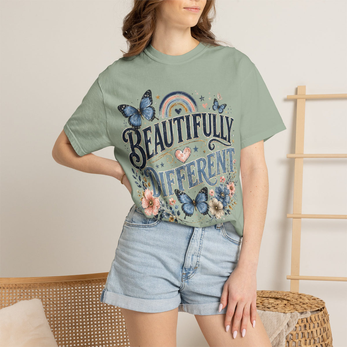 Beautifully Different T-Shirt — Floral Butterfly Inspirational Tee