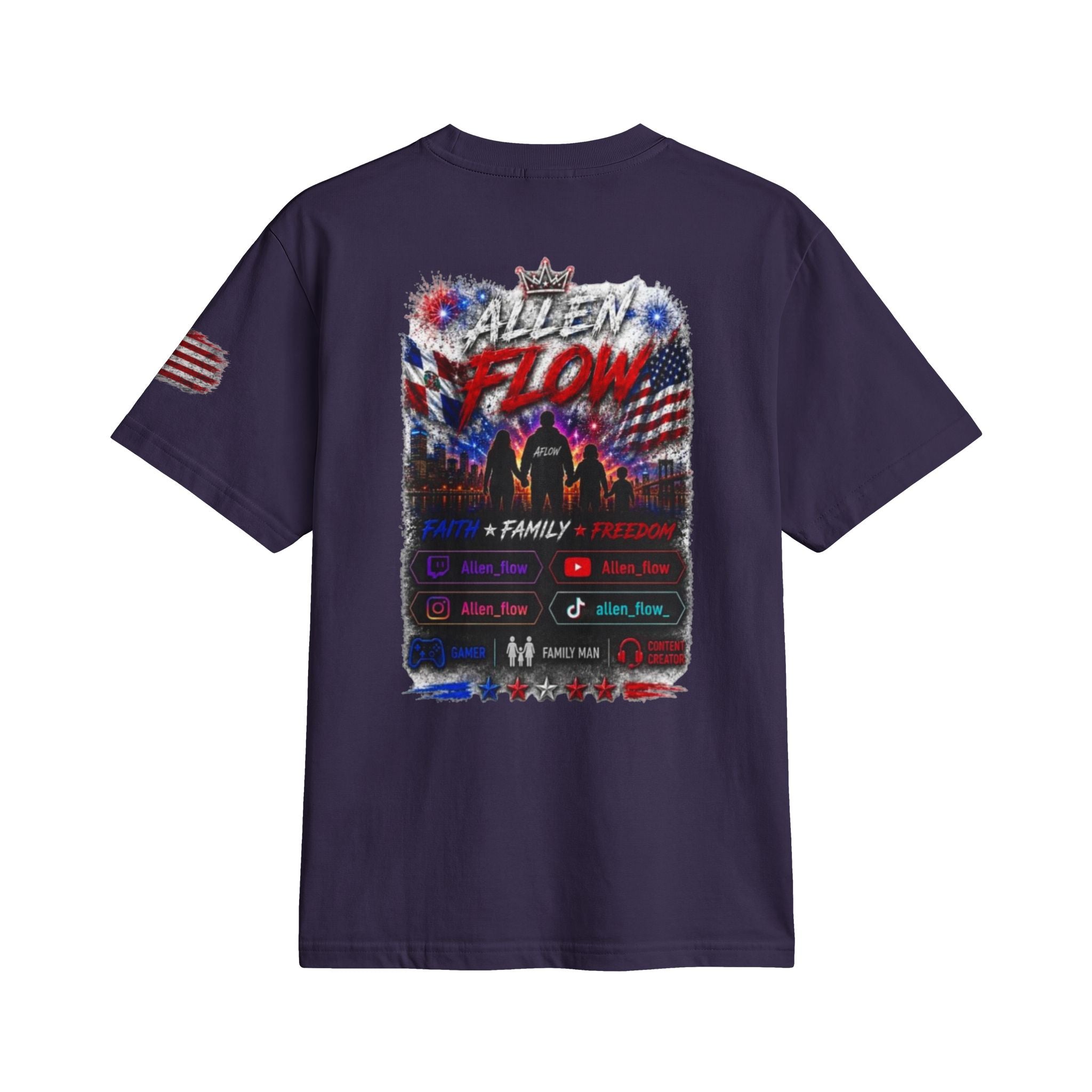 Flow American Flag T-Shirt — "Family Faith Freedom" Patriotic Active Tee