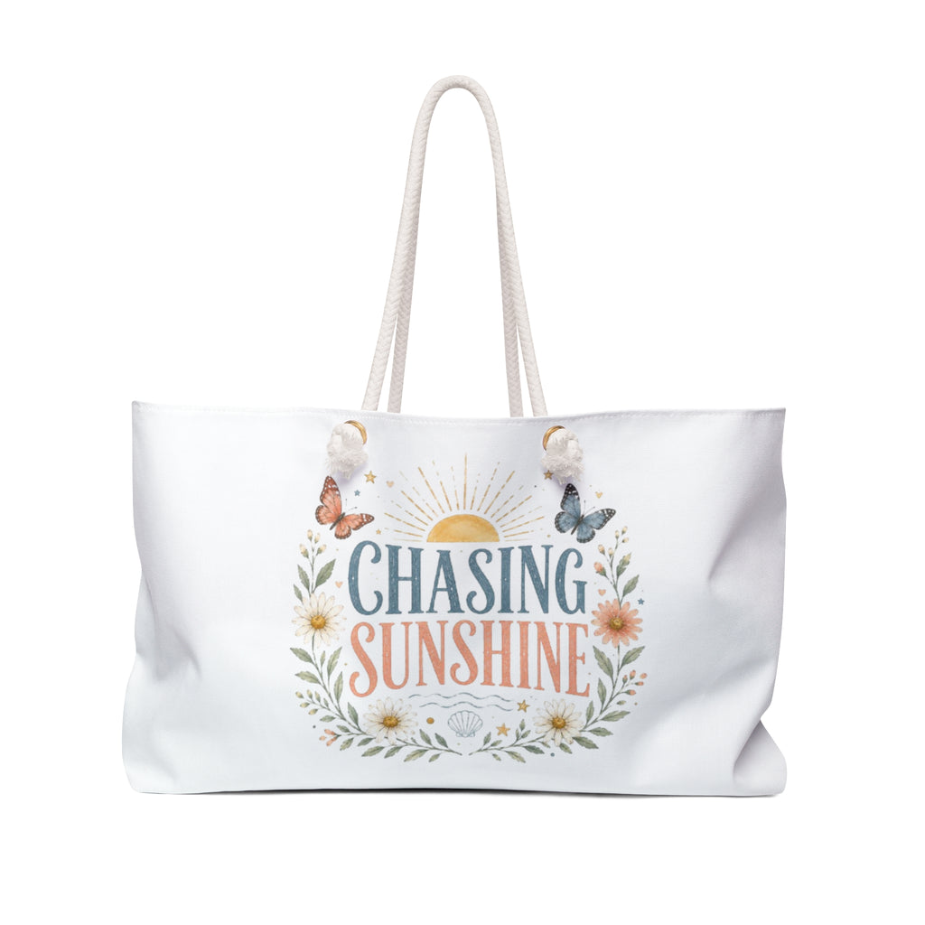 Chasing Sunshine Weekender Bag — Floral Sun & Butterfly Travel Tote