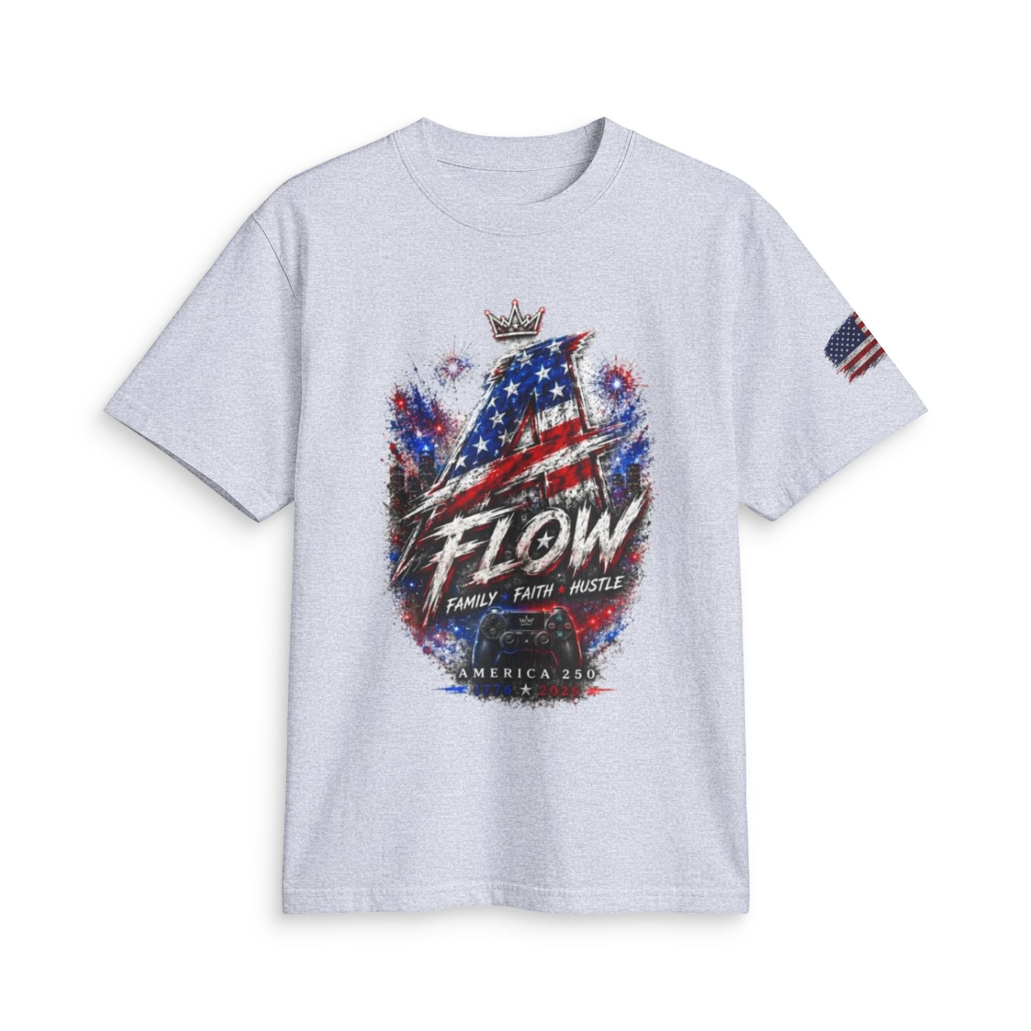 Flow American Flag T-Shirt — "Family Faith Freedom" Patriotic Active Tee