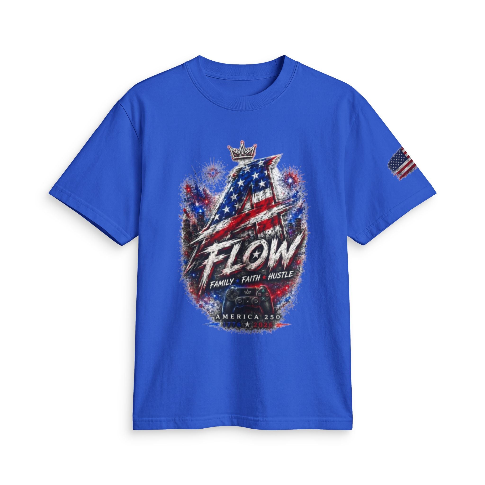 Flow American Flag T-Shirt — "Family Faith Freedom" Patriotic Active Tee