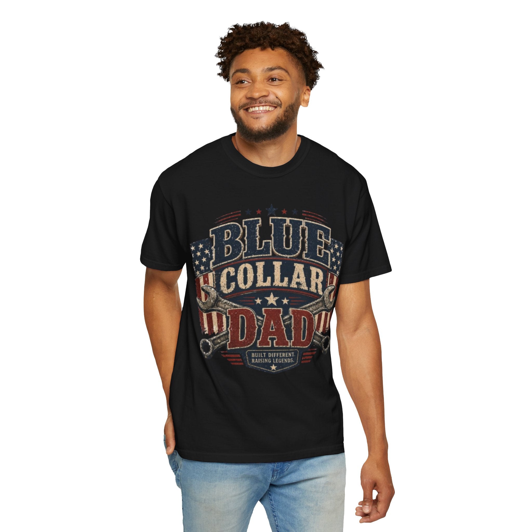 Blue Collar Dad T-Shirt — Patriotic Mechanic Father Tee