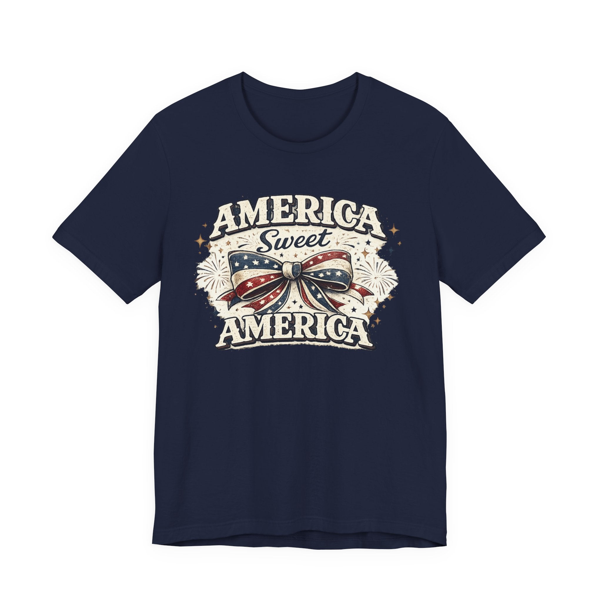 America Sweet America T-Shirt — Patriotic Fourth of July Tee with Flag Bow