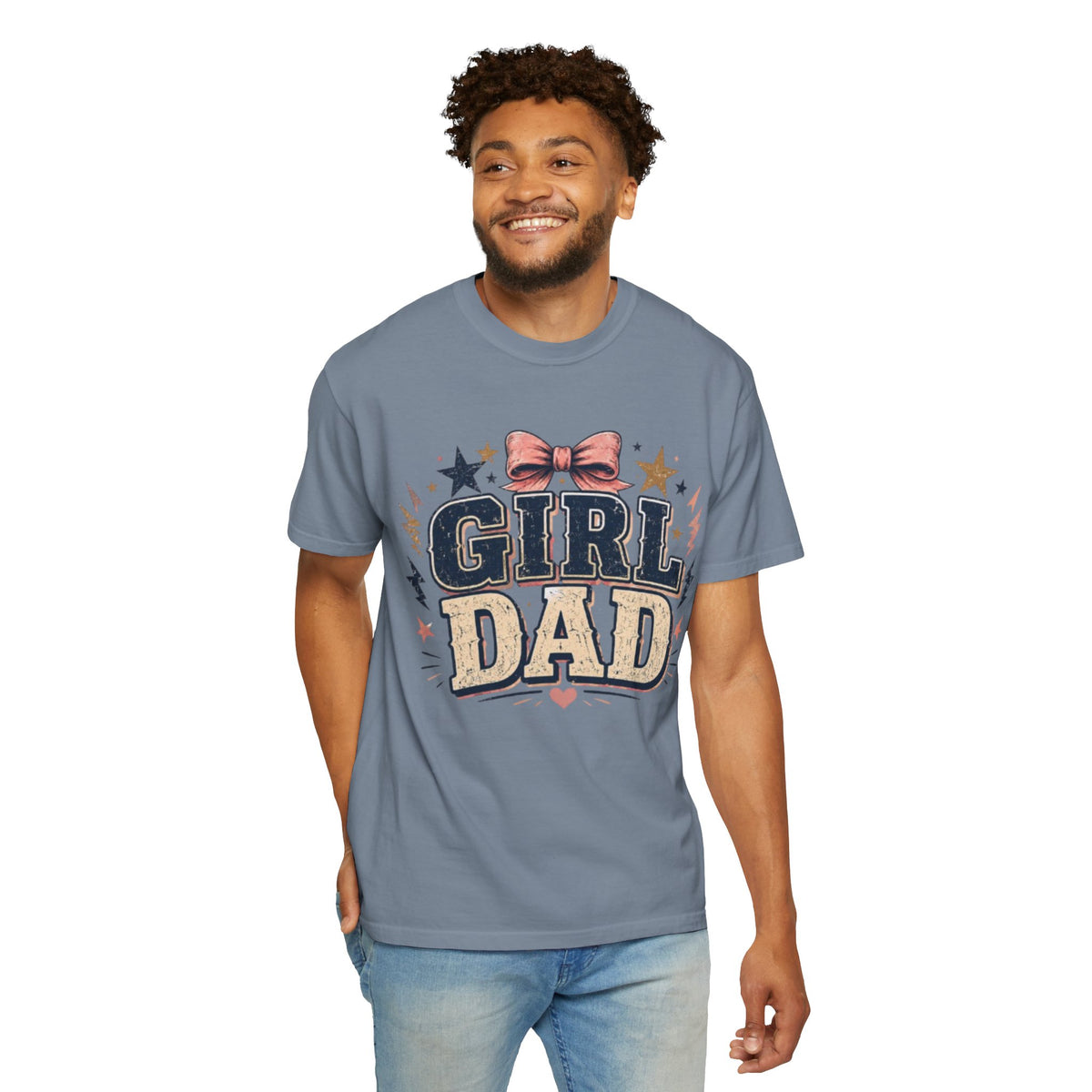 Girl Dad T-Shirt — Vintage Bow & Stars Father’s Day Tee