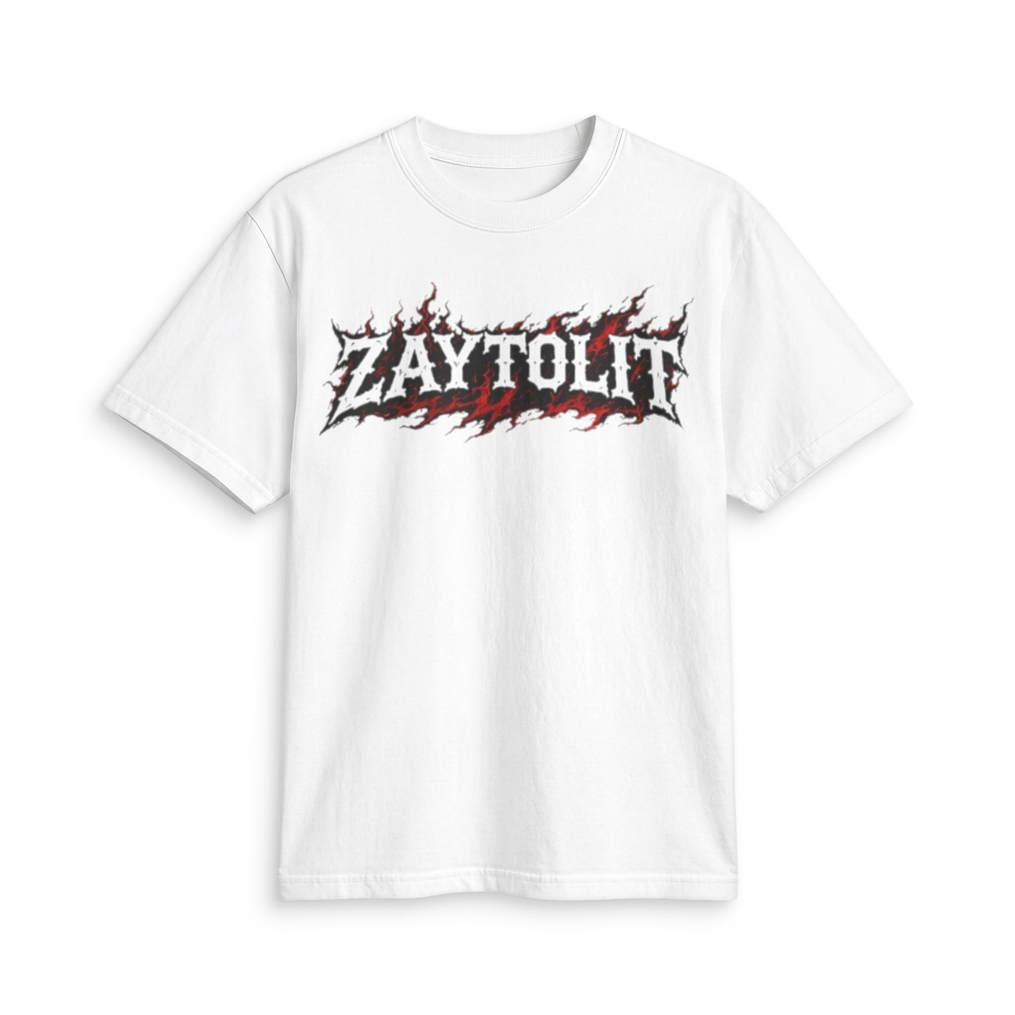 Flaming "ZAYTOLIT" Graphic T‑Shirt — Rock Band Style Tee