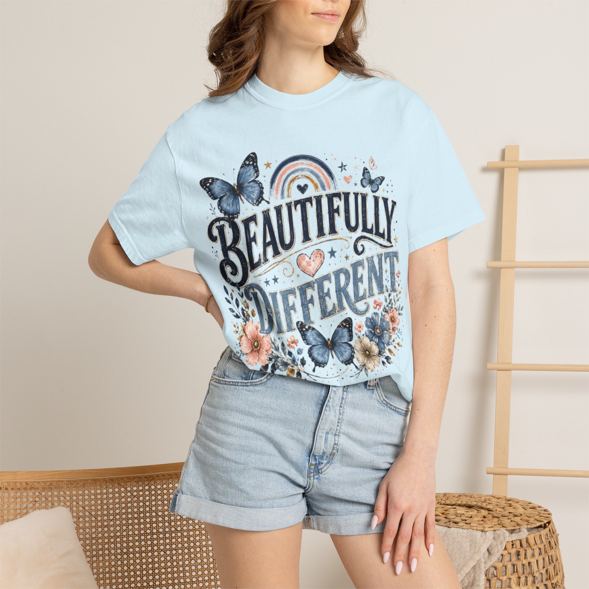 Beautifully Different T-Shirt — Floral Butterfly Inspirational Tee