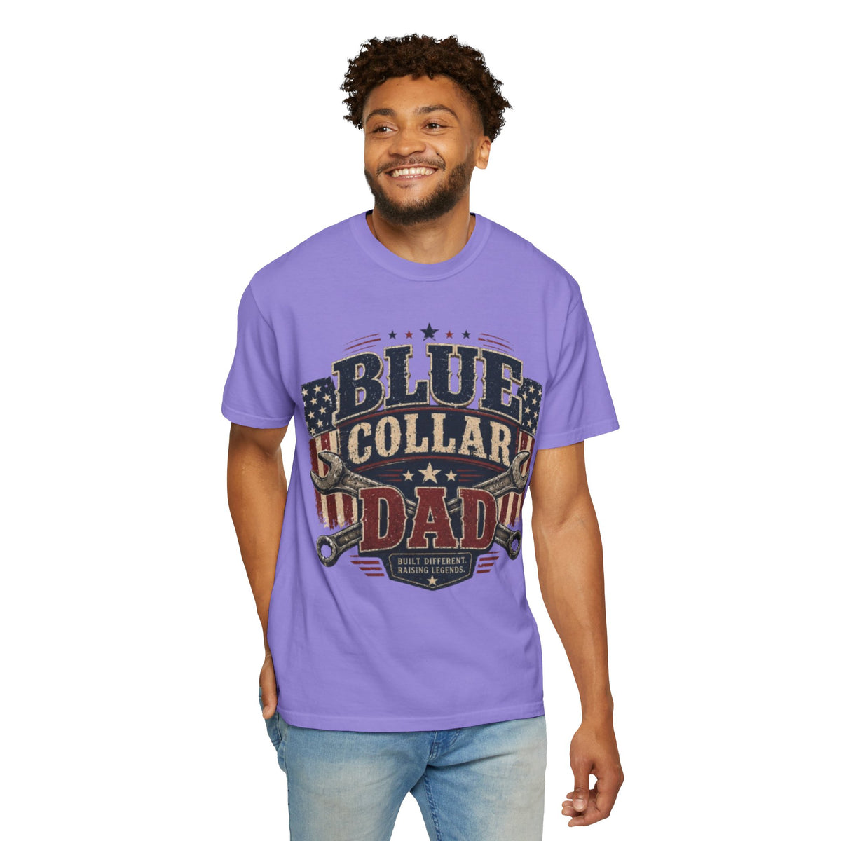 Blue Collar Dad T-Shirt — Patriotic Mechanic Father Tee