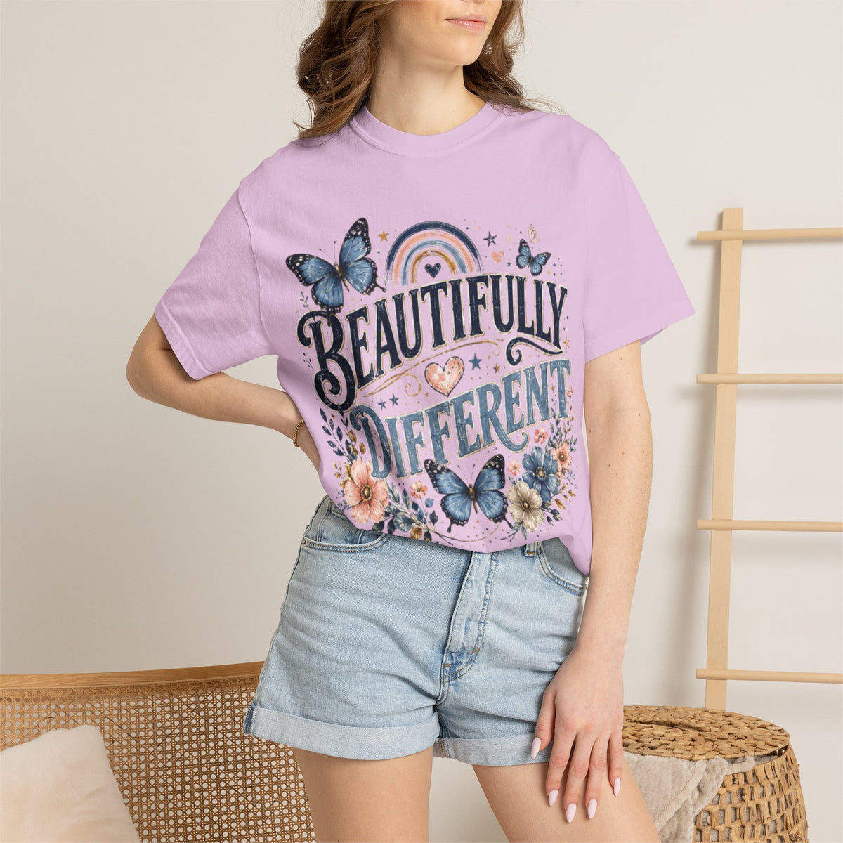 Beautifully Different T-Shirt — Floral Butterfly Inspirational Tee
