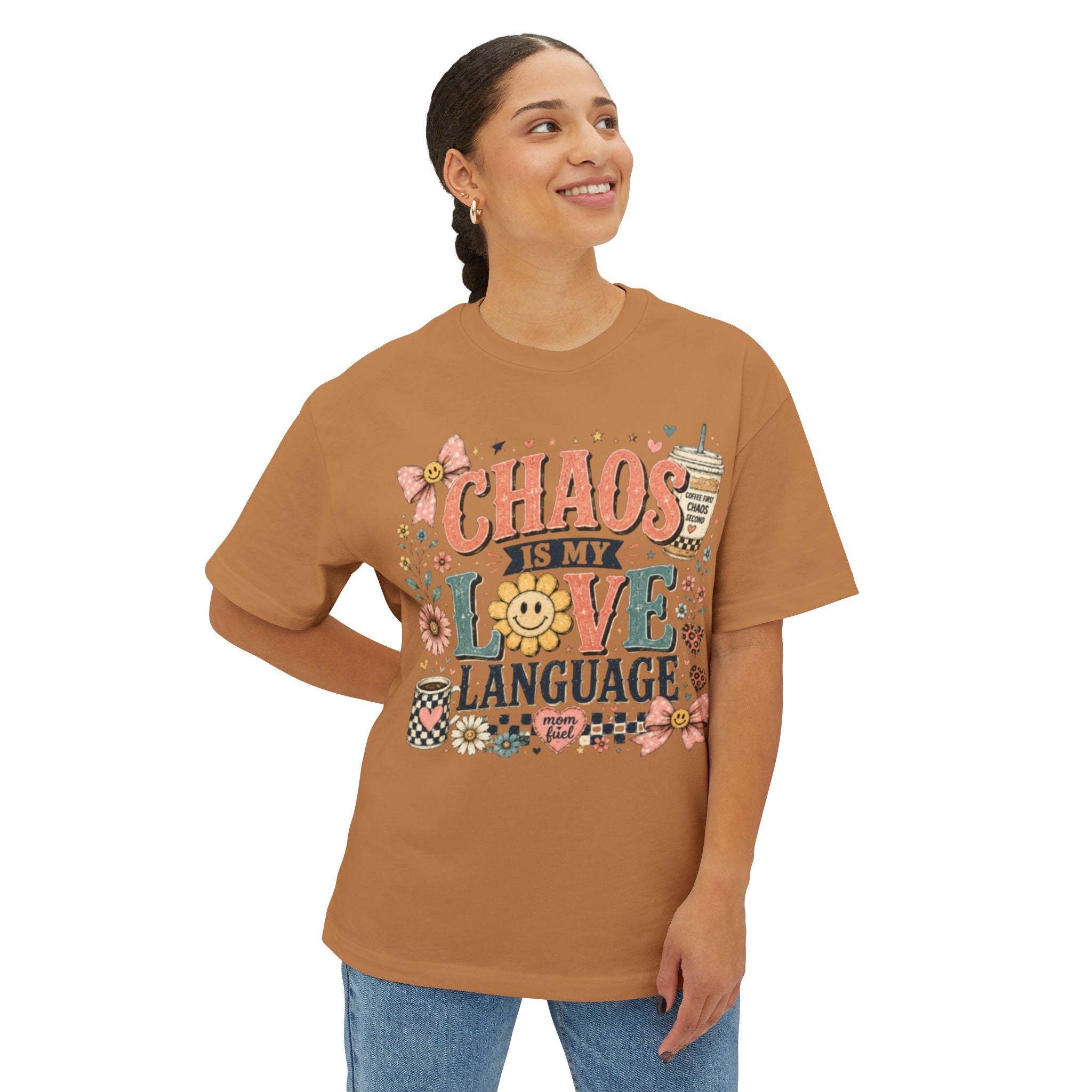 Chaos Is My Love Language T-Shirt — Cute Floral Coffee Graphic Tee