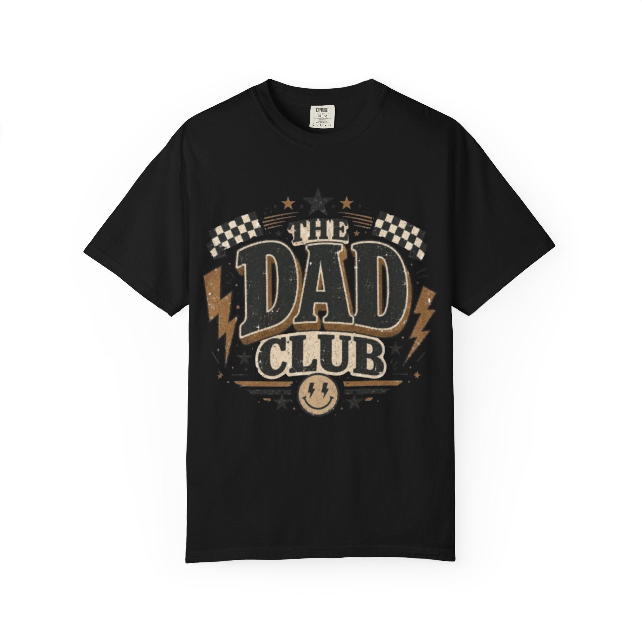 Dad Club Graphic T-Shirt — Vintage Racing Lightning Fathers' Tee ("The Dad Club")