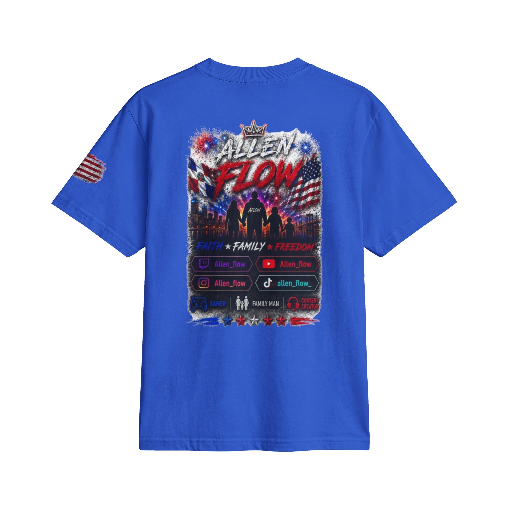 Flow American Flag T-Shirt — "Family Faith Freedom" Patriotic Active Tee