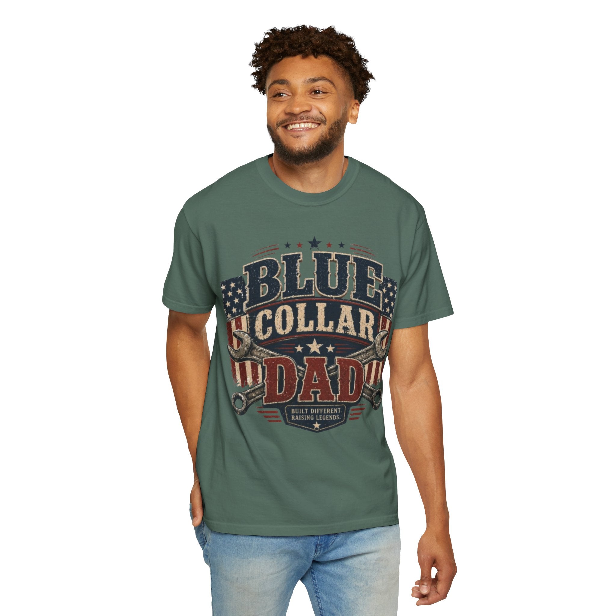 Blue Collar Dad T-Shirt — Patriotic Mechanic Father Tee