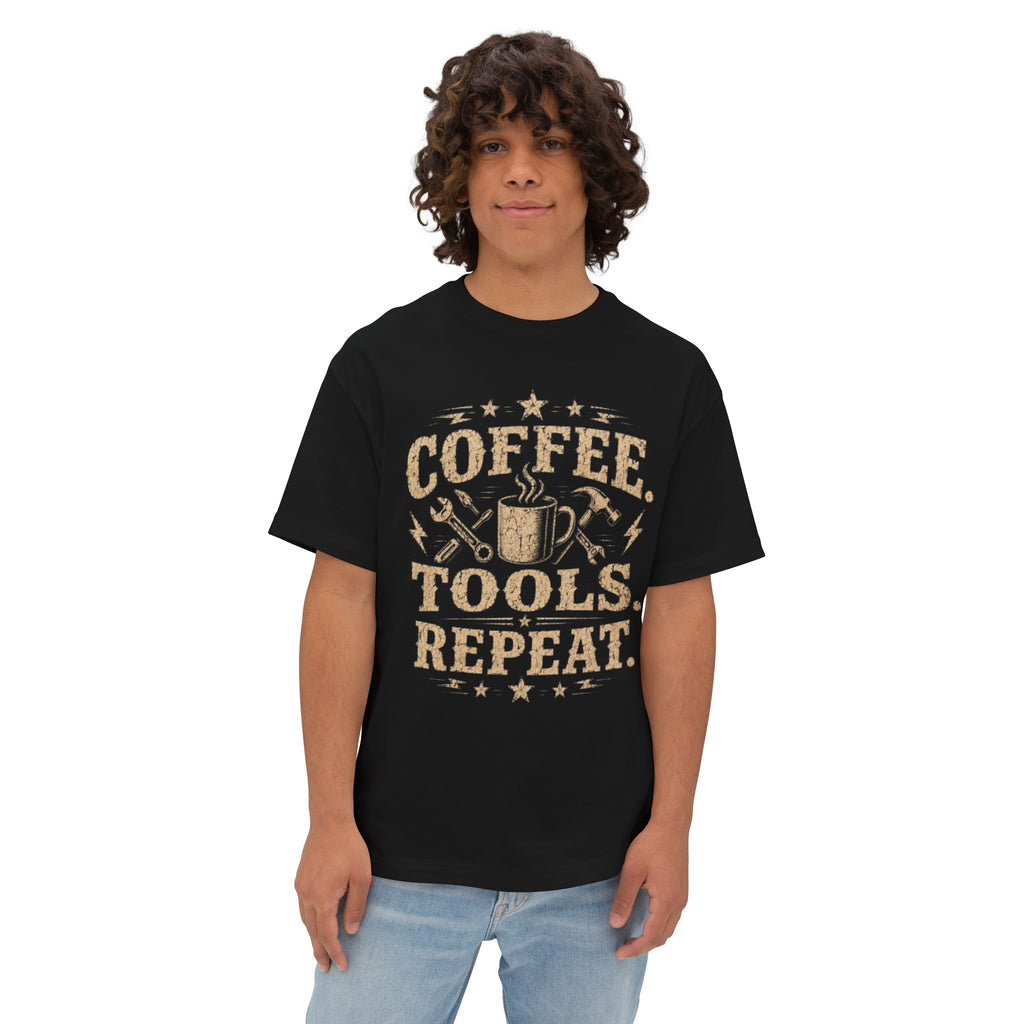Coffee Tools Repeat Tee — Vintage Mechanic Coffee T-Shirt