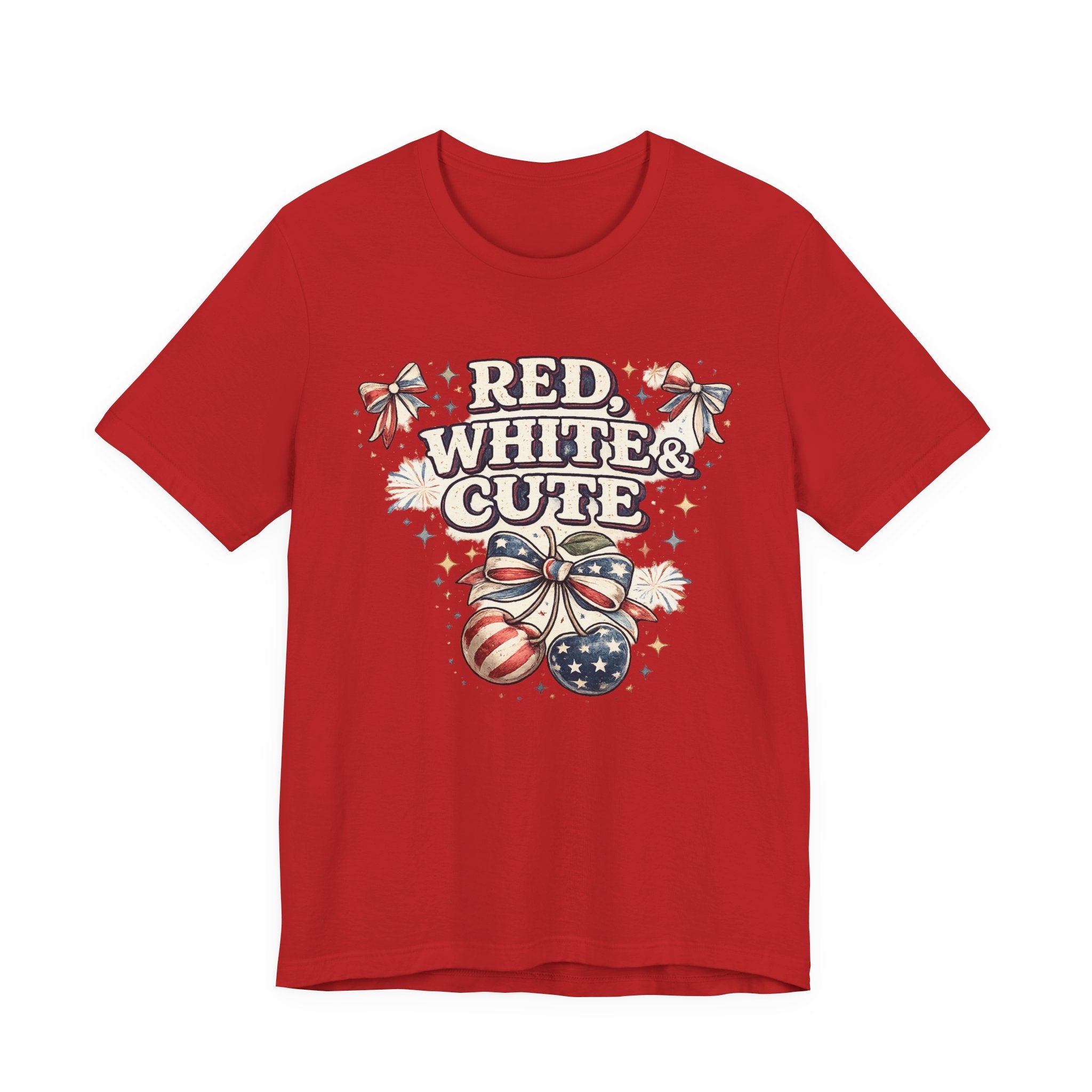 Patriotic "Red, White & Cute" Tee — 4th of July American Flag Graphic Shirt