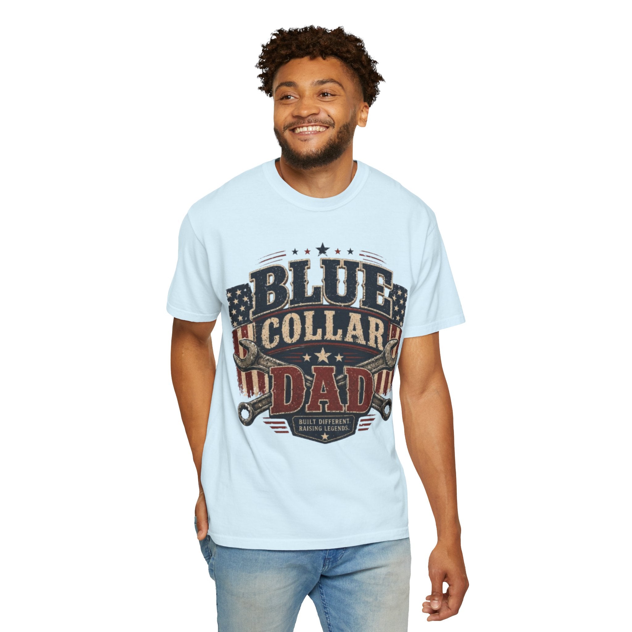 Blue Collar Dad T-Shirt — Patriotic Mechanic Father Tee