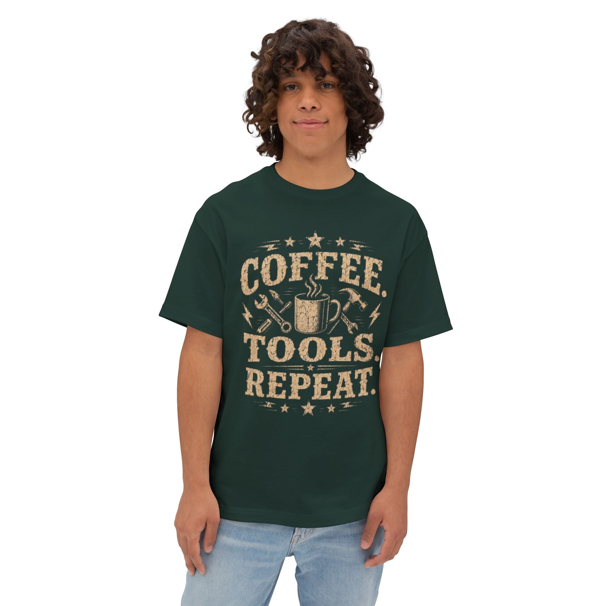 Coffee Tools Repeat Tee — Vintage Mechanic Coffee T-Shirt